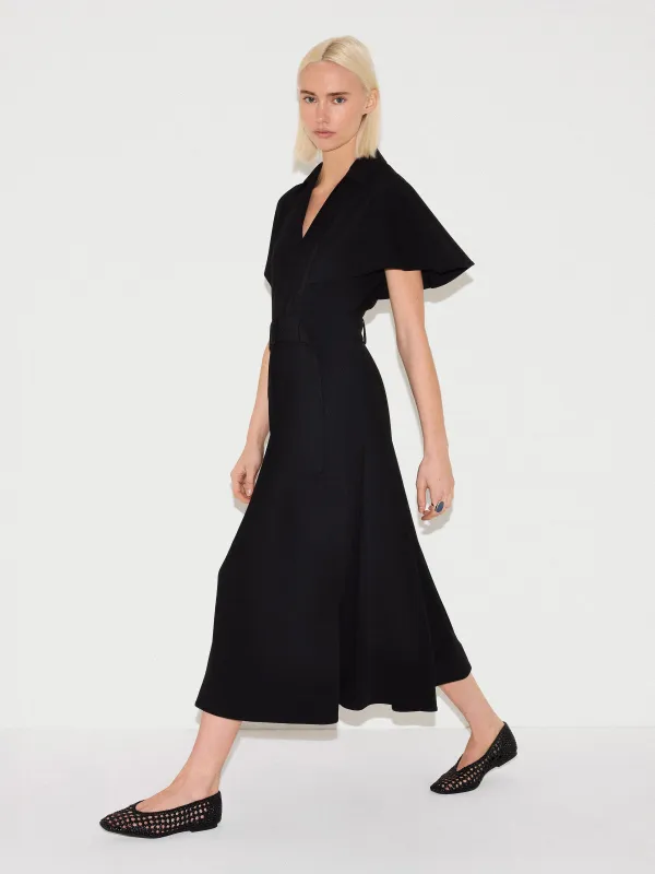 Cape Sleeve Belted Shirt Dress | Black sold by Jigsaw