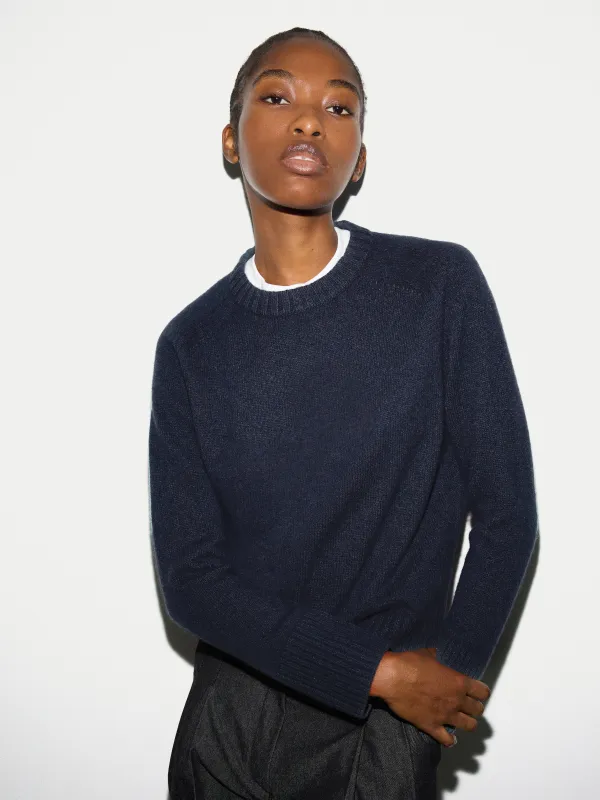 Wool Cashmere Saddle Jumper | Navy sold by Jigsaw