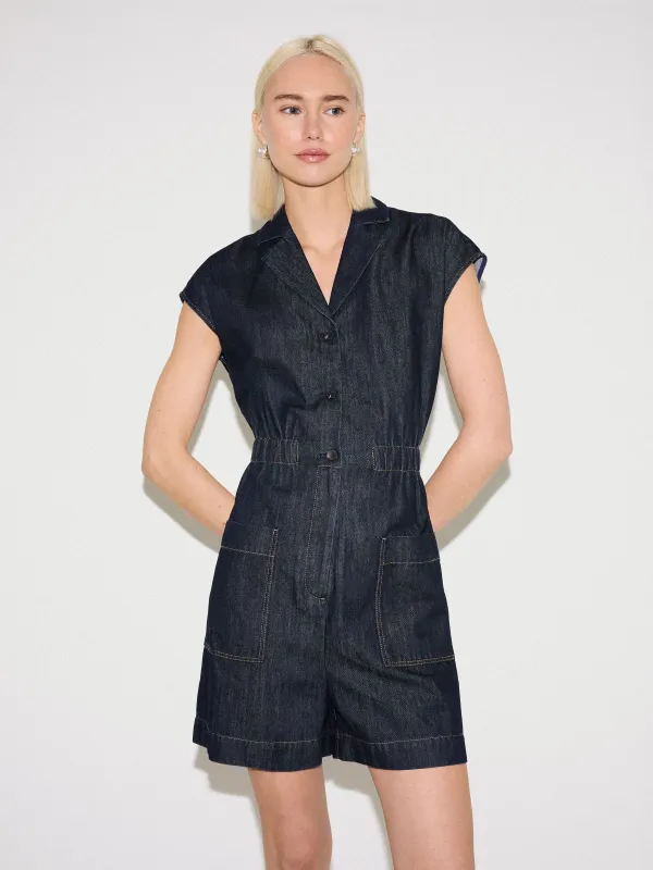 Denim Lyocell Playsuit  | Indigo sold by Jigsaw