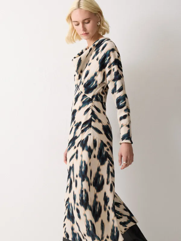 Ikat Cowl Neck Godet Dress | Cream sold by Jigsaw