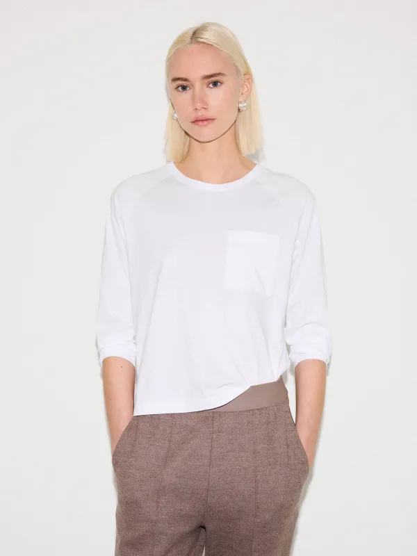 Long Sleeve Patch Pocket Tee | White sold by Jigsaw