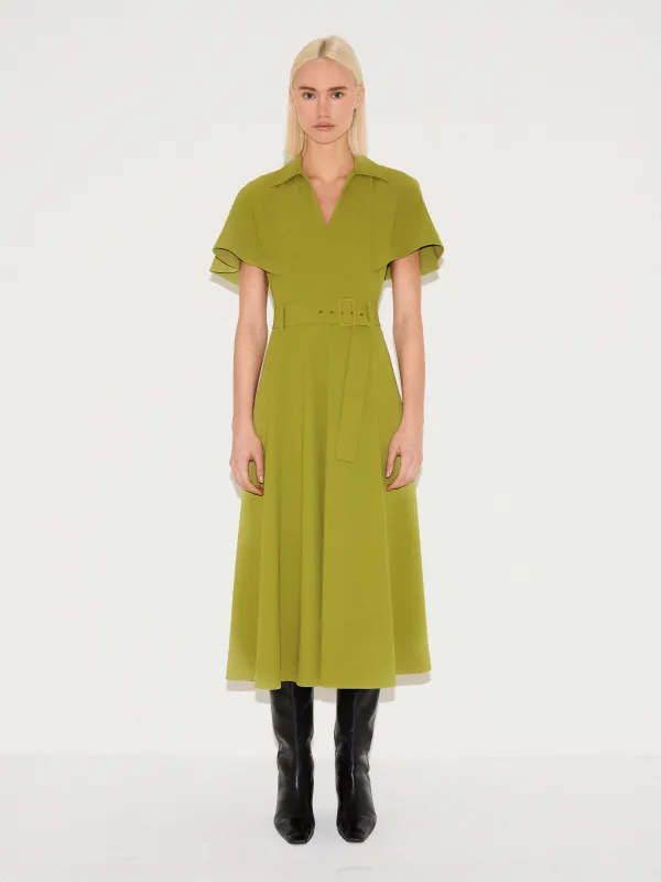 Cape Sleeve Belted Shirt Dress | Green sold by Jigsaw