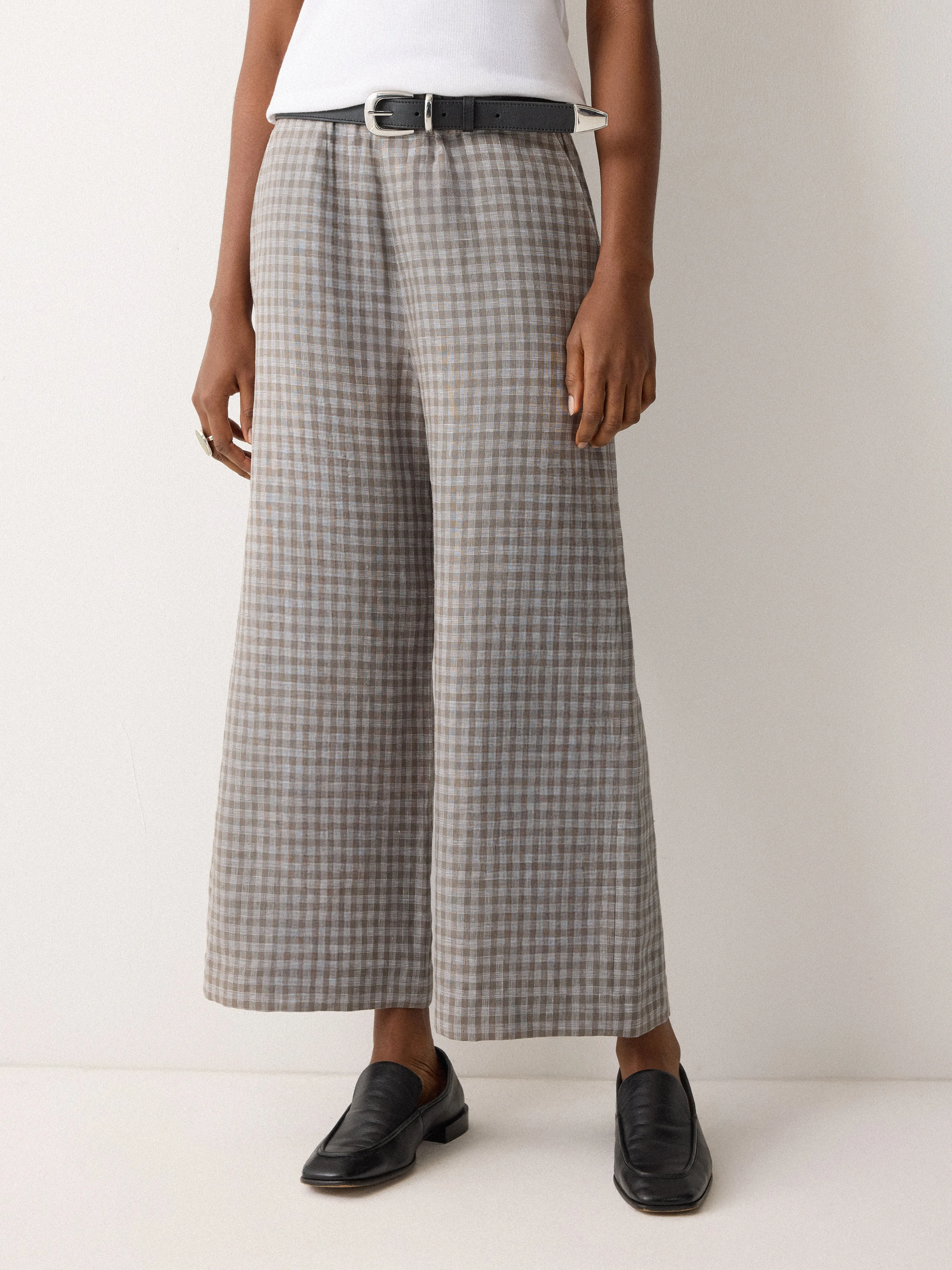Mara Linen Checked Trouser | Grey sold by Jigsaw product image thumbnail 3
