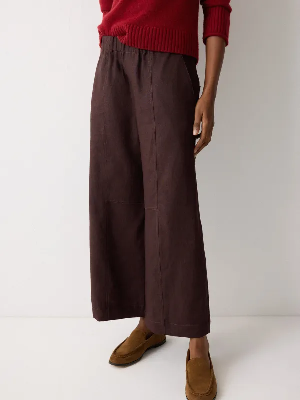 Mara Linen Relaxed Trouser | Purple sold by Jigsaw