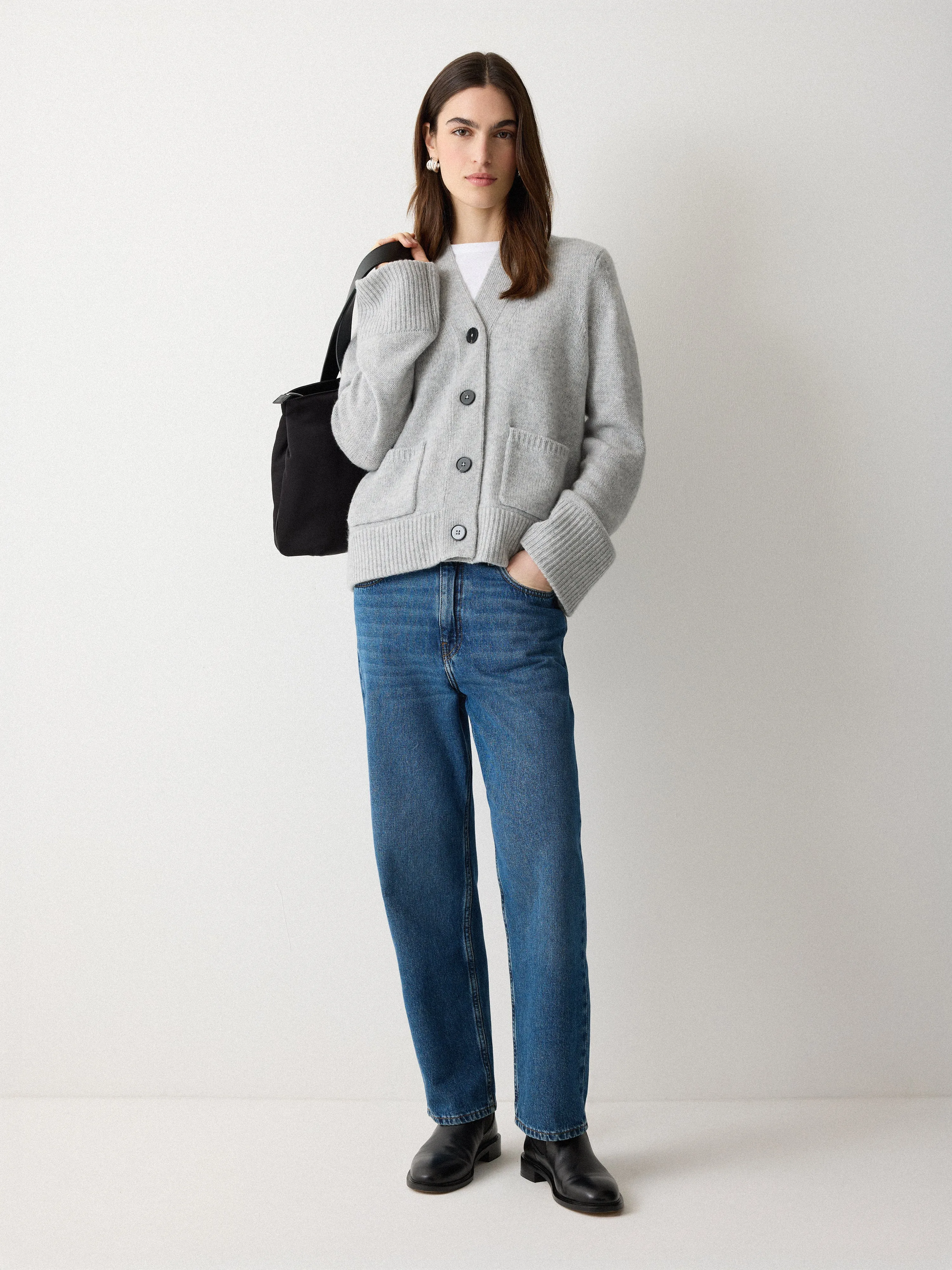 Chunky V Neck A Line Cardigan | Grey sold by Jigsaw product image thumbnail 2