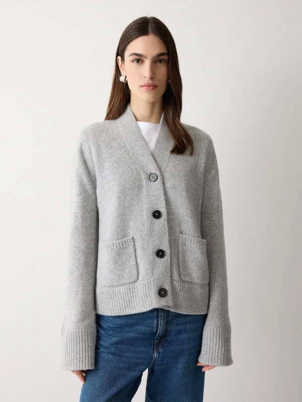 Chunky V Neck A Line Cardigan | Grey sold by Jigsaw