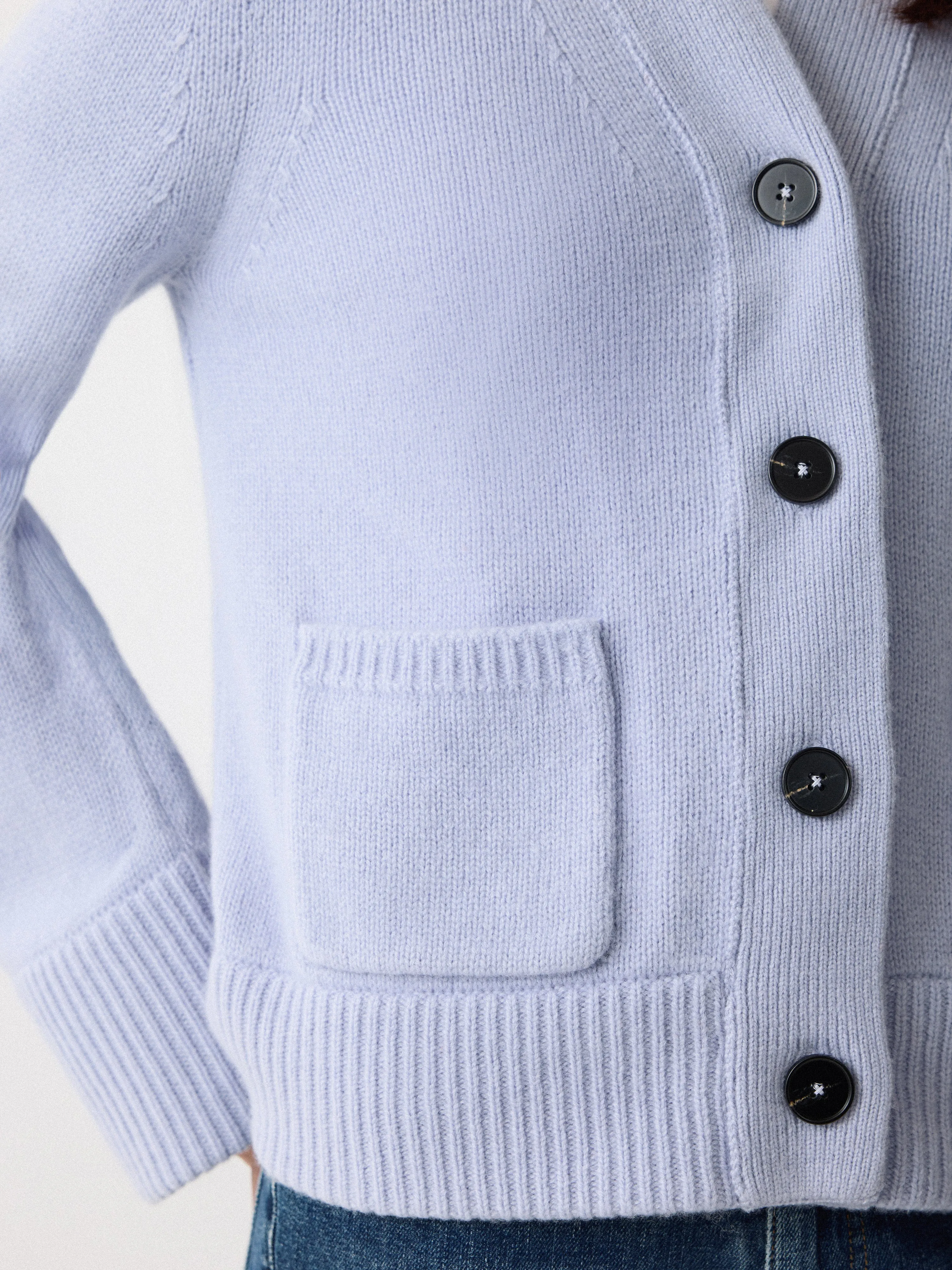 Chunky V Neck A Line Cardigan | Blue sold by Jigsaw product image thumbnail 3