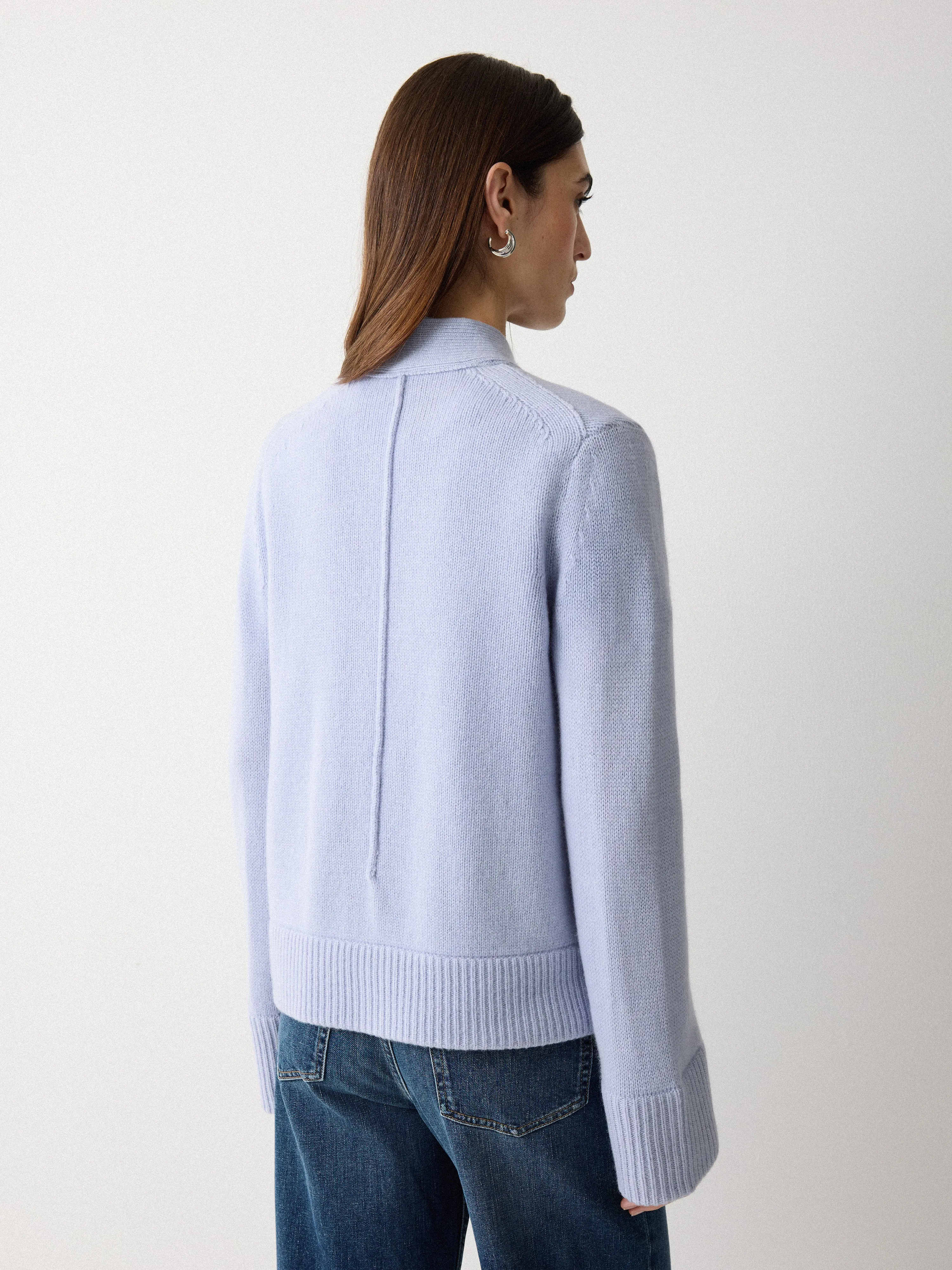 Chunky V Neck A Line Cardigan | Blue sold by Jigsaw product image thumbnail 4