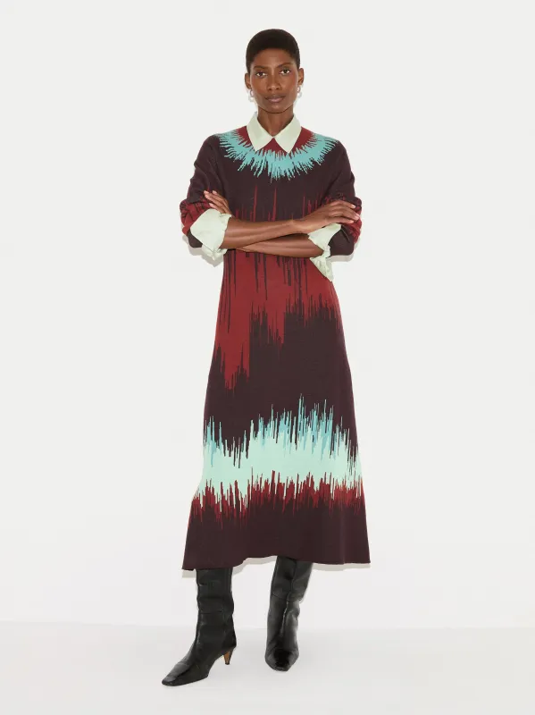 Tie Dye Jacquard Dress | Brown sold by Jigsaw