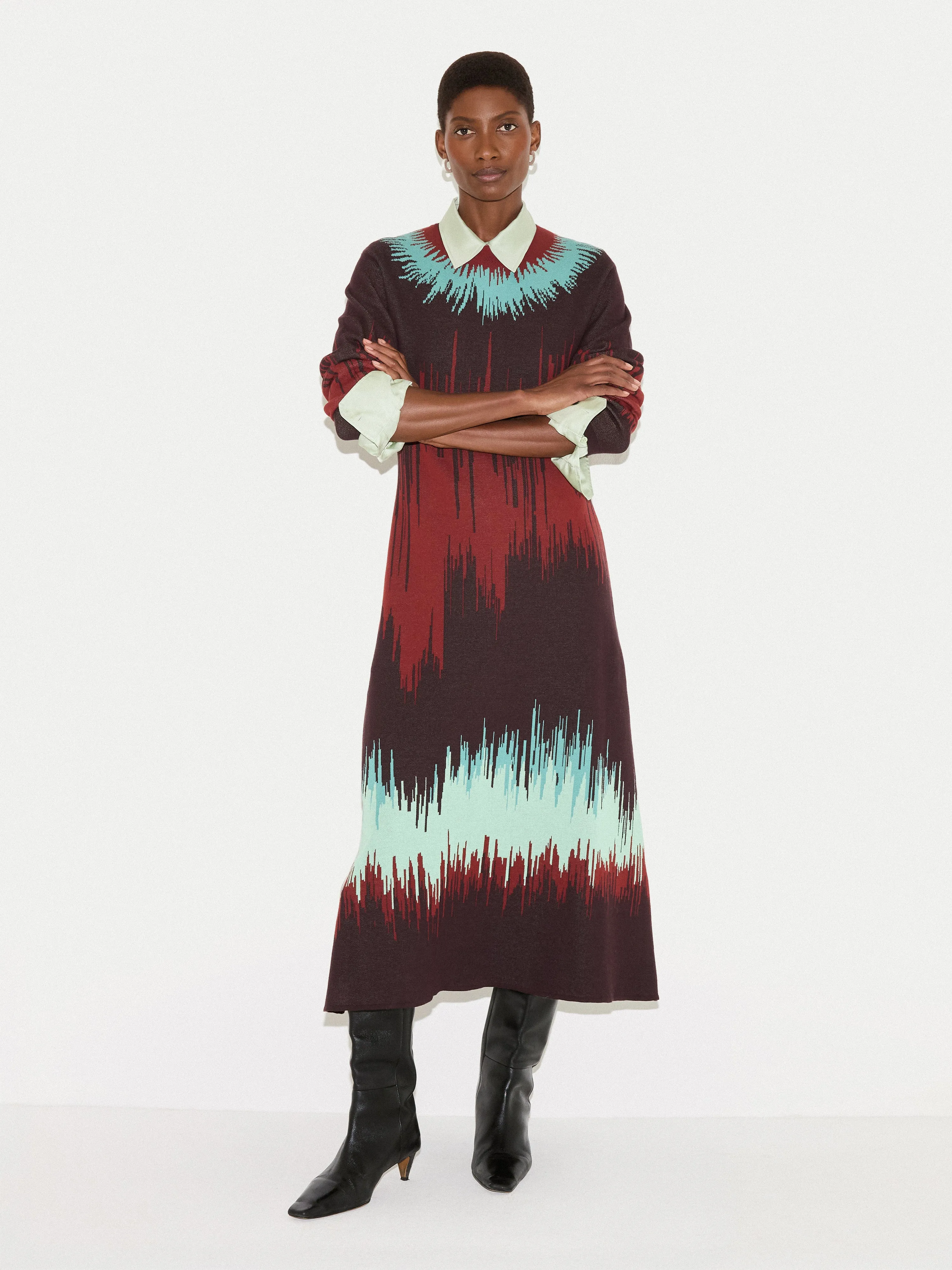 Tie Dye Jacquard Dress | Brown sold by Jigsaw