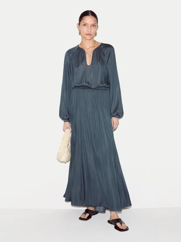 Recycled Satin U Neck Dress | Blue sold by Jigsaw