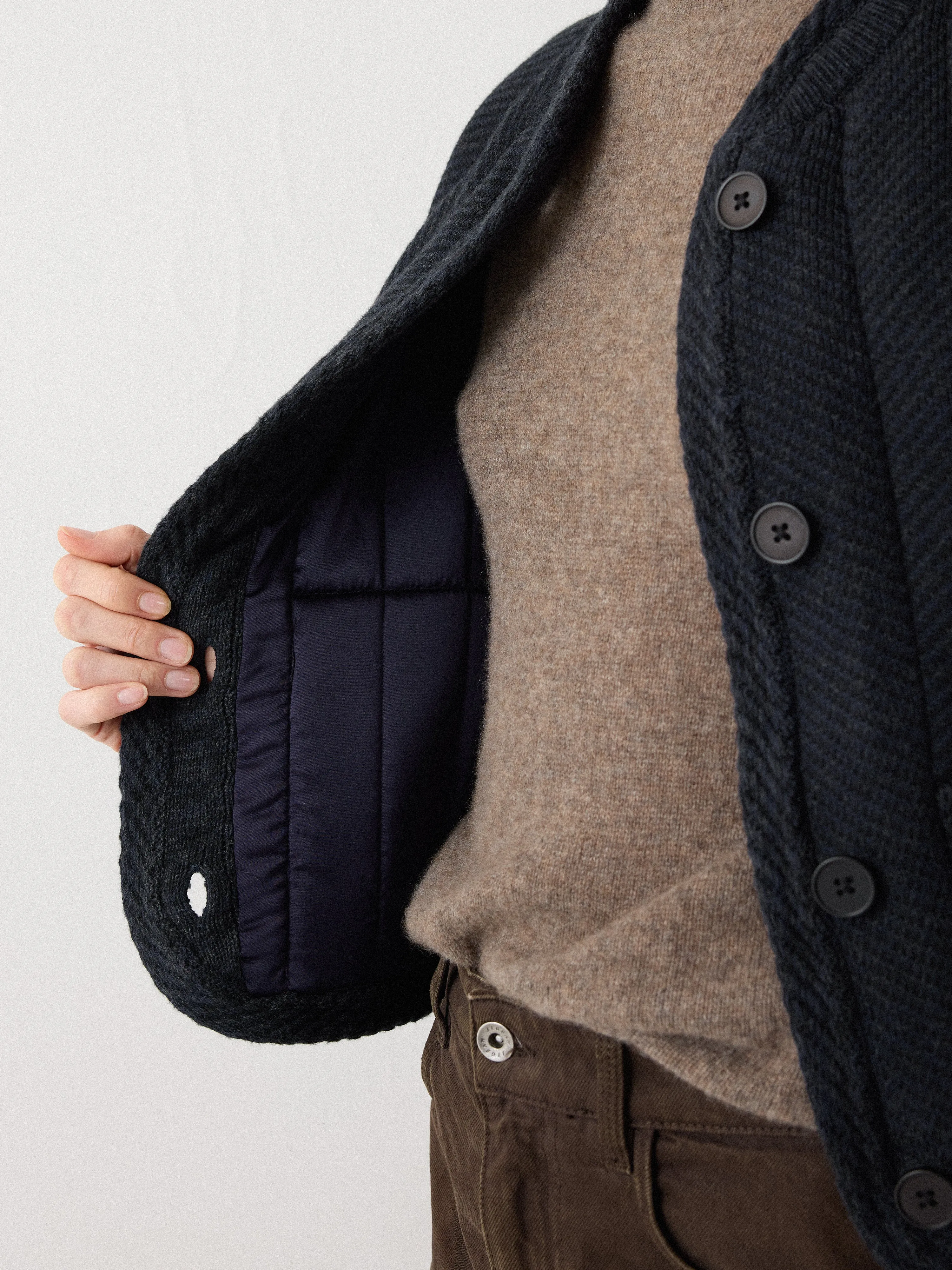 Satin Lined Knitted Jacket | Navy sold by Jigsaw product image thumbnail 5