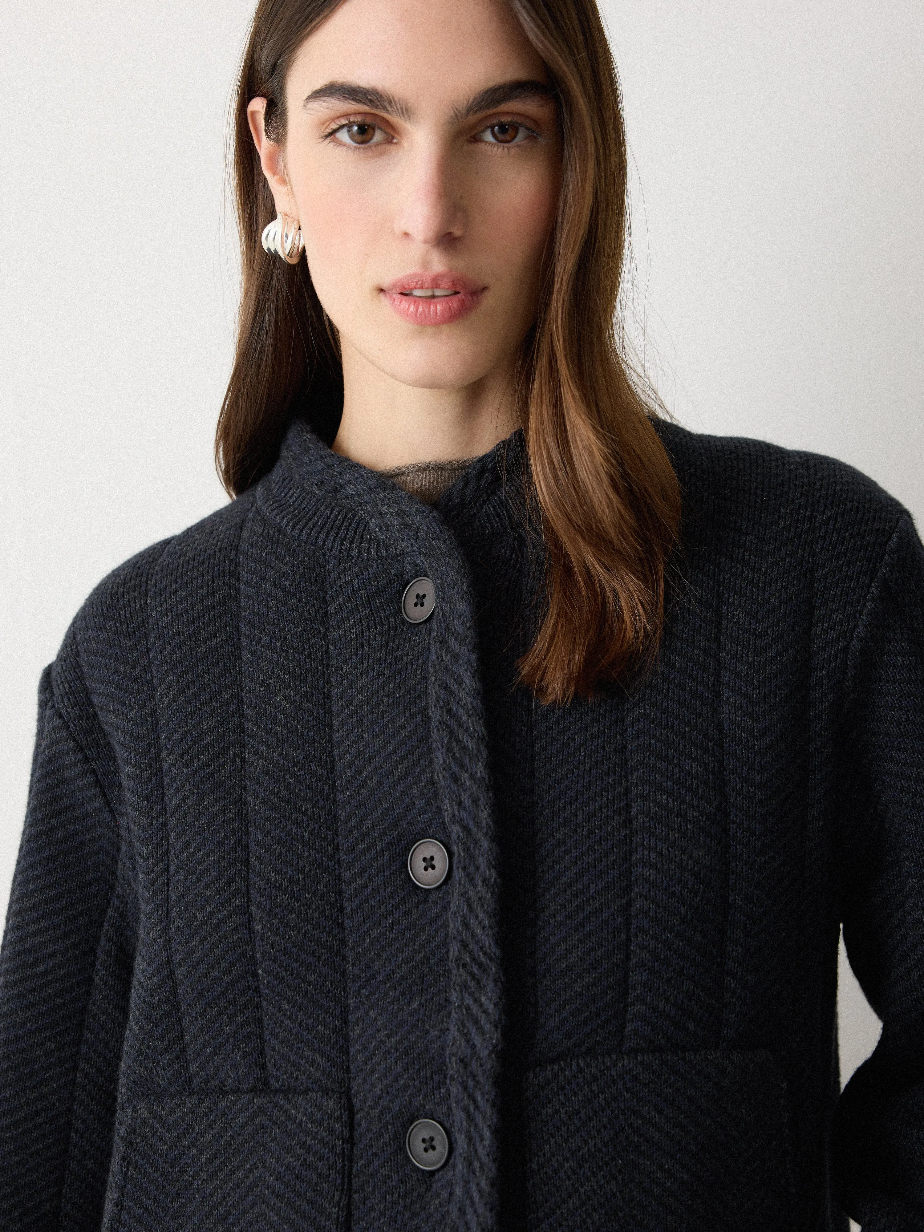 Satin Lined Knitted Jacket | Navy sold by Jigsaw product image thumbnail 2