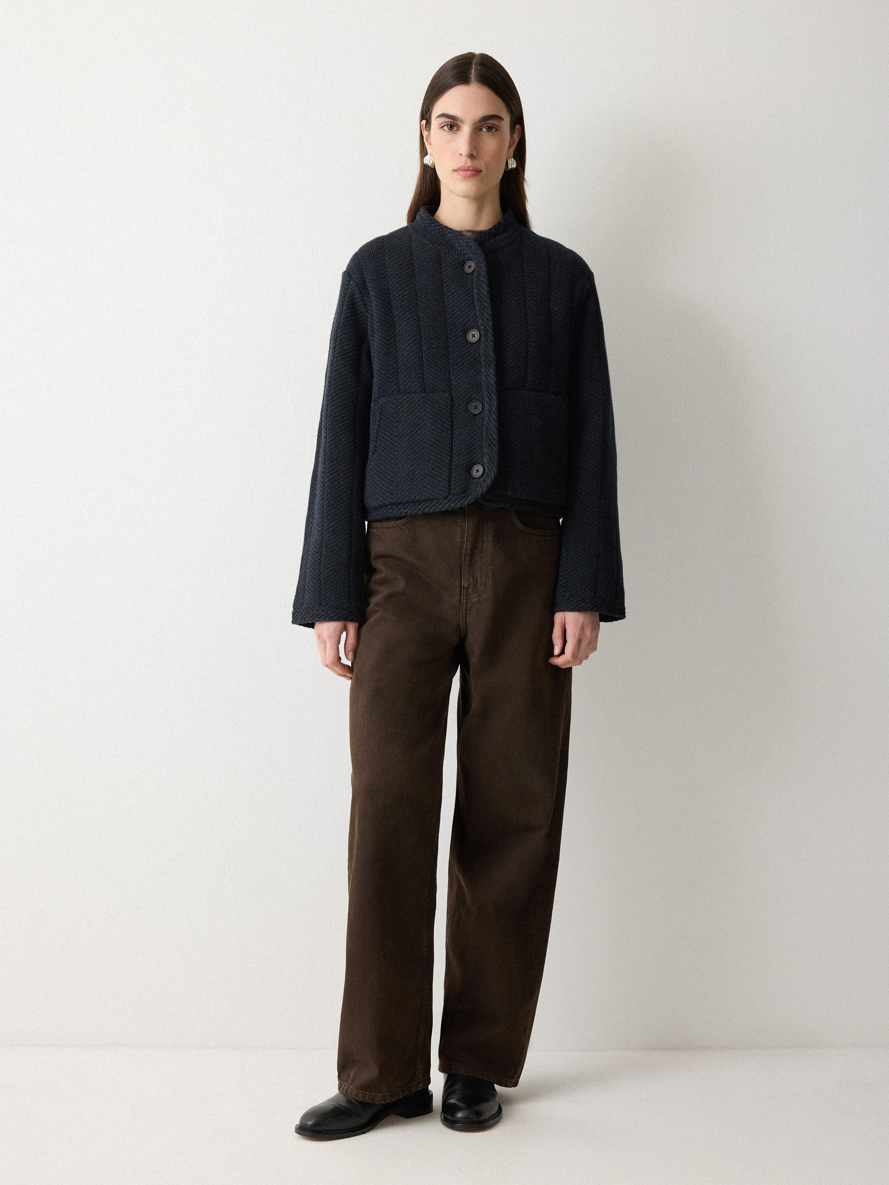 Satin Lined Knitted Jacket | Navy sold by Jigsaw product image thumbnail 3