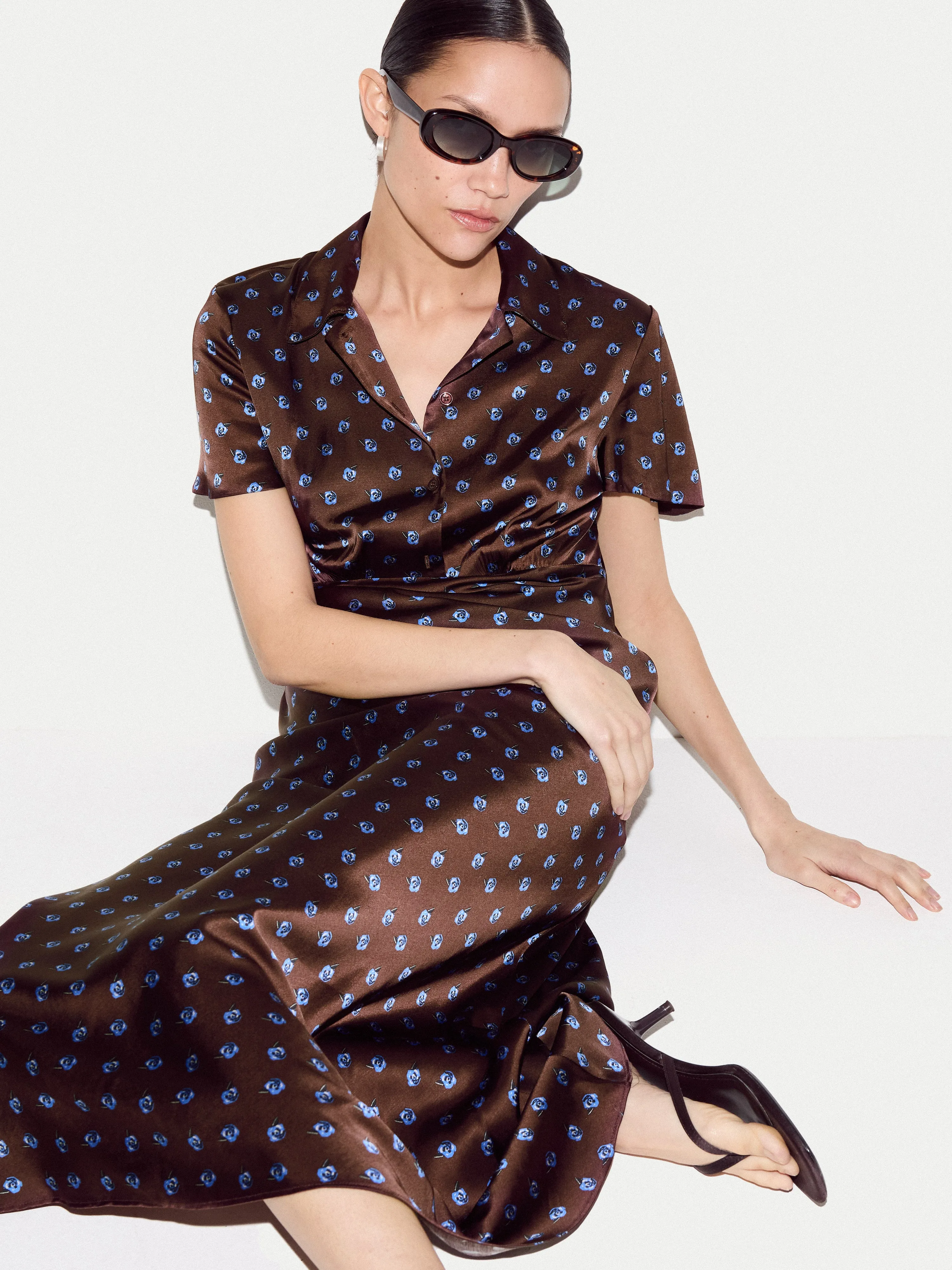 Mini Geo Rose Bias Dress | Burgundy sold by Jigsaw product image thumbnail 2