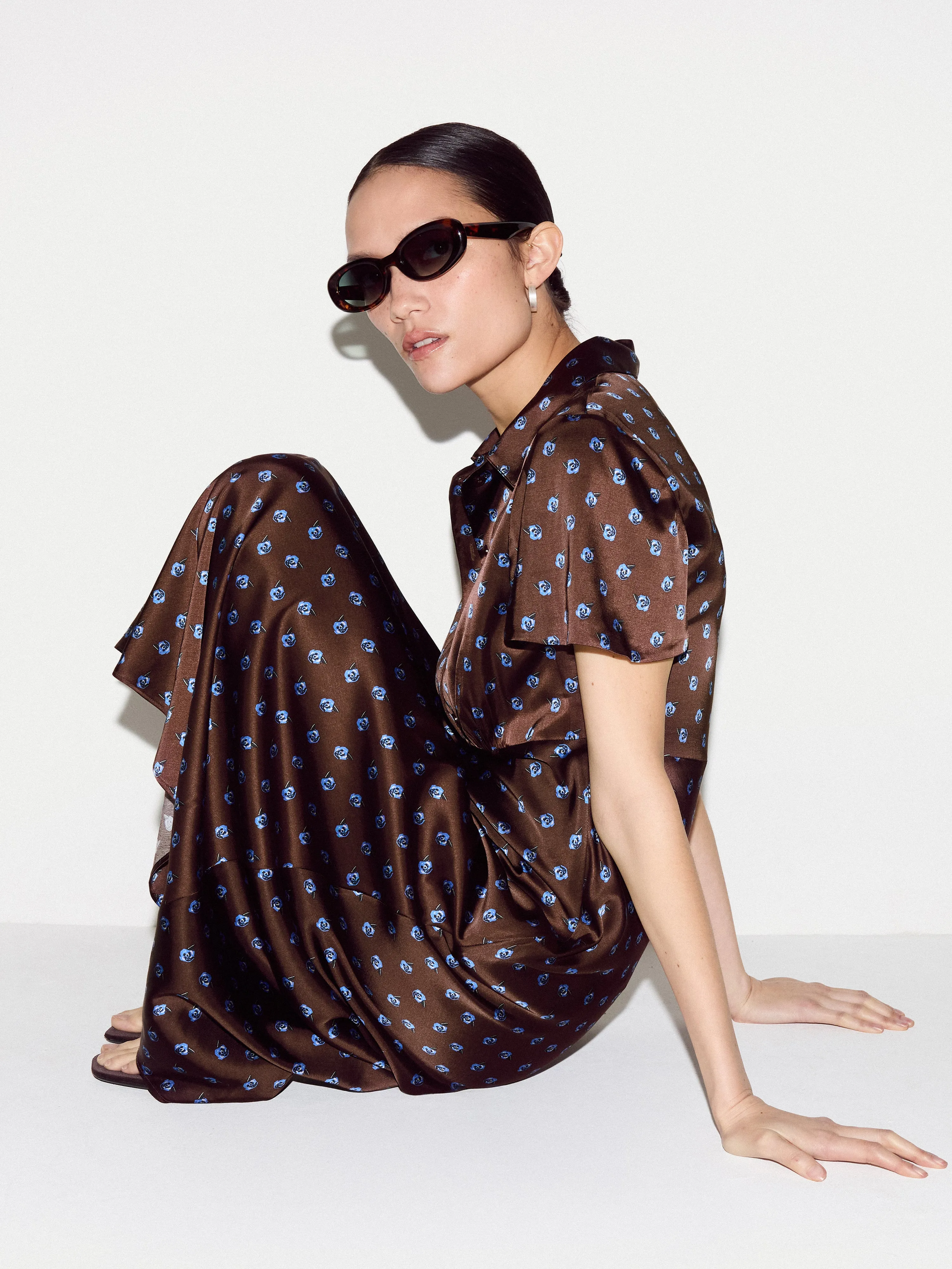 Mini Geo Rose Bias Dress | Burgundy sold by Jigsaw product image thumbnail 4