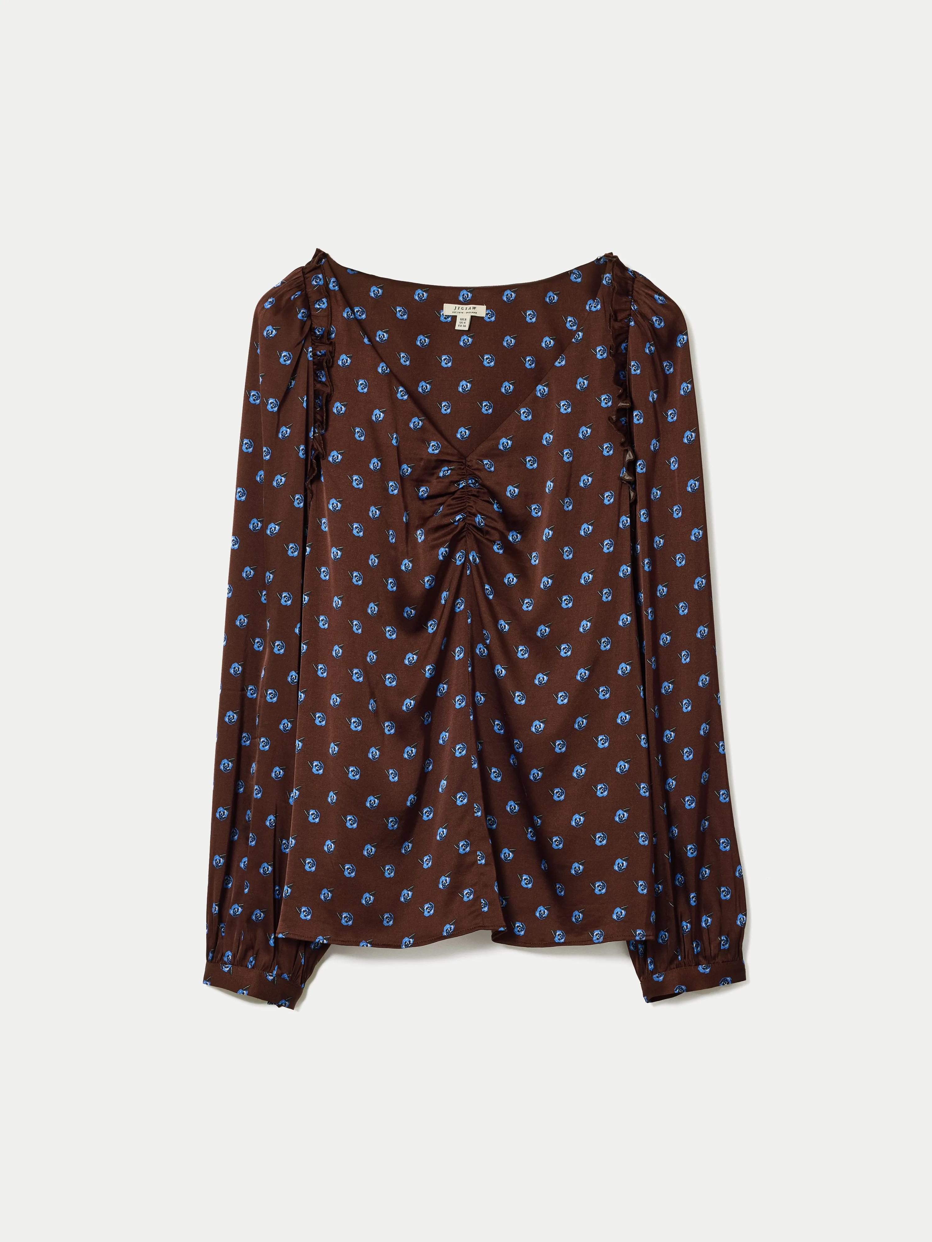 Mini Geo Rose Frill Detail Top | Burgundy sold by Jigsaw product image thumbnail 5