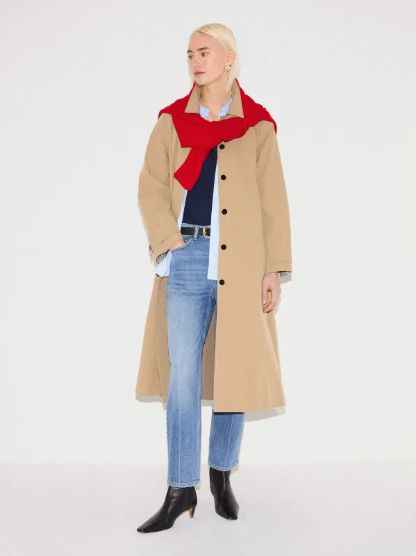 Naya Cotton A-line Trench Coat | Stone made by Jigsaw