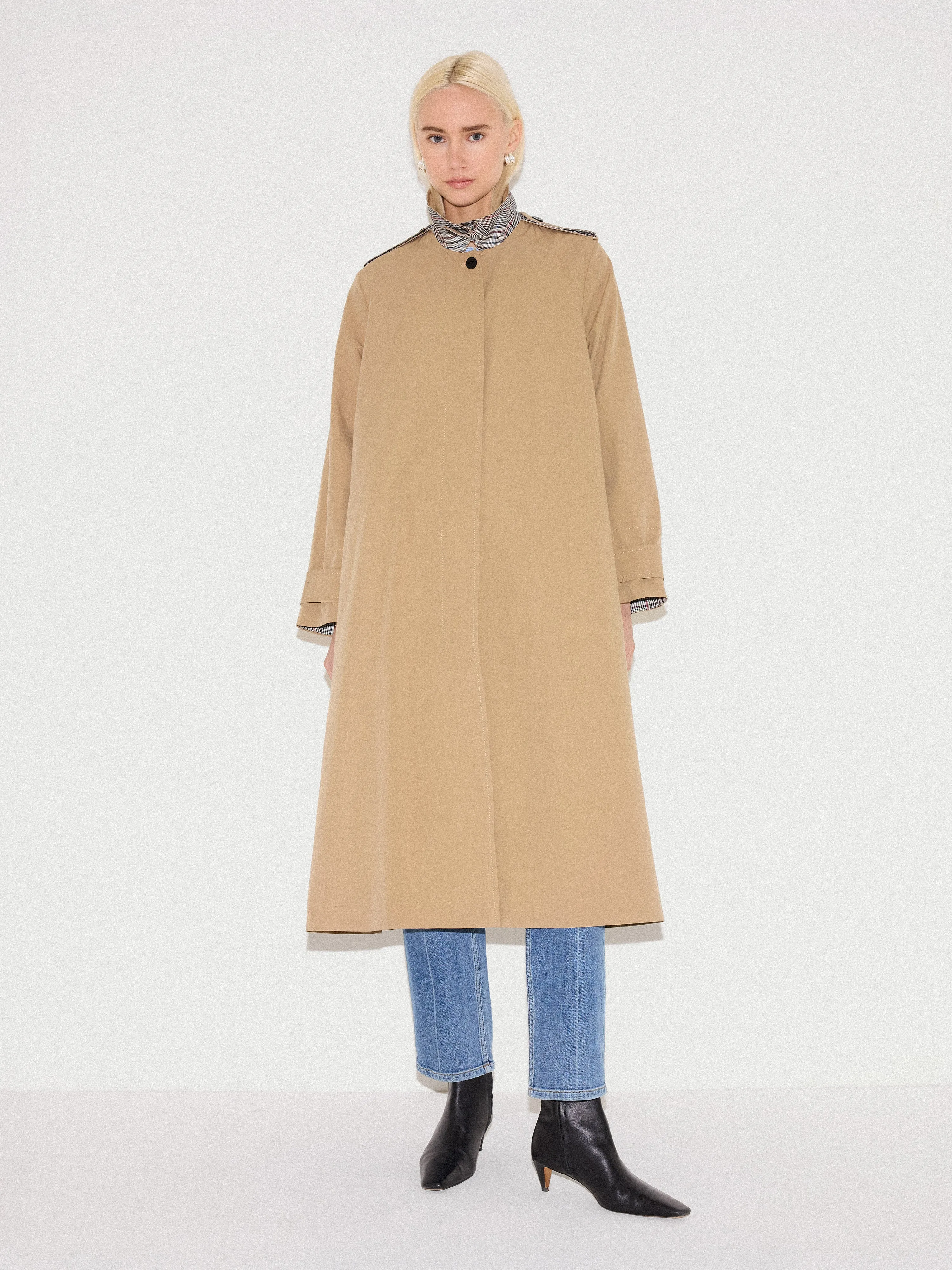 Naya Cotton A-line Trench Coat | Stone sold by Jigsaw product image thumbnail 3