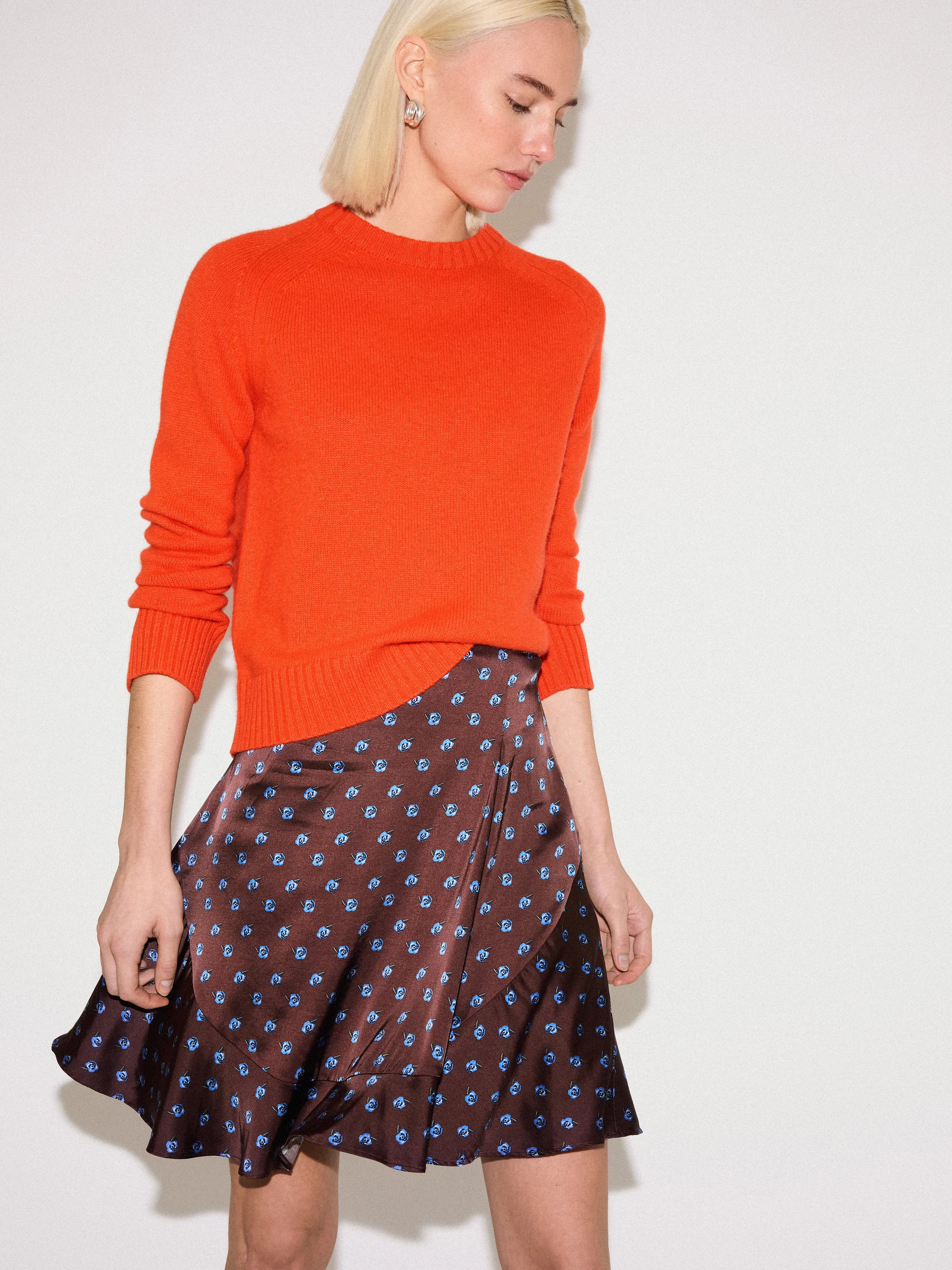 Mini Geo Rose Mini Skirt | Burgundy sold by Jigsaw