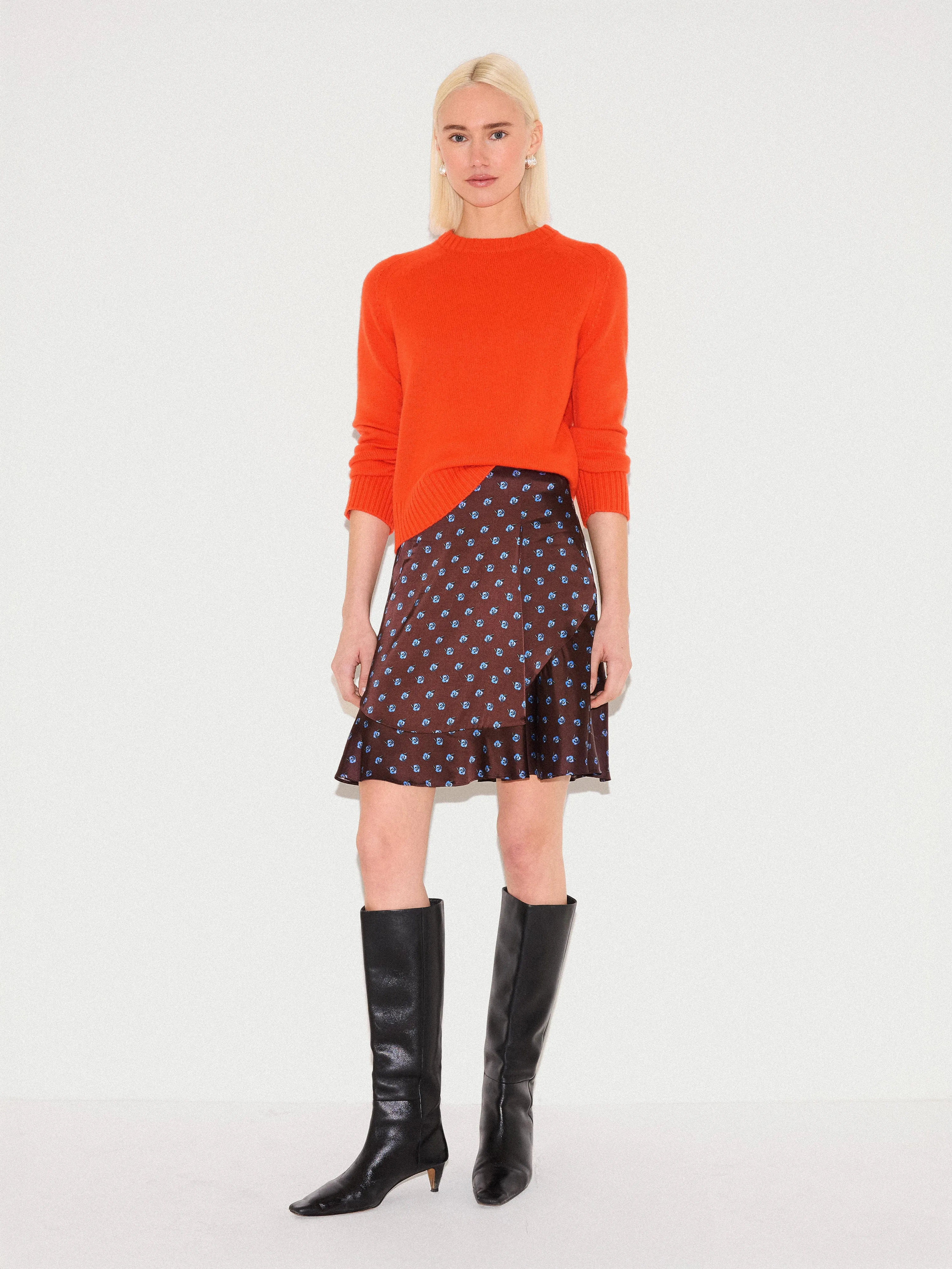 Mini Geo Rose Mini Skirt | Burgundy sold by Jigsaw product image thumbnail 2