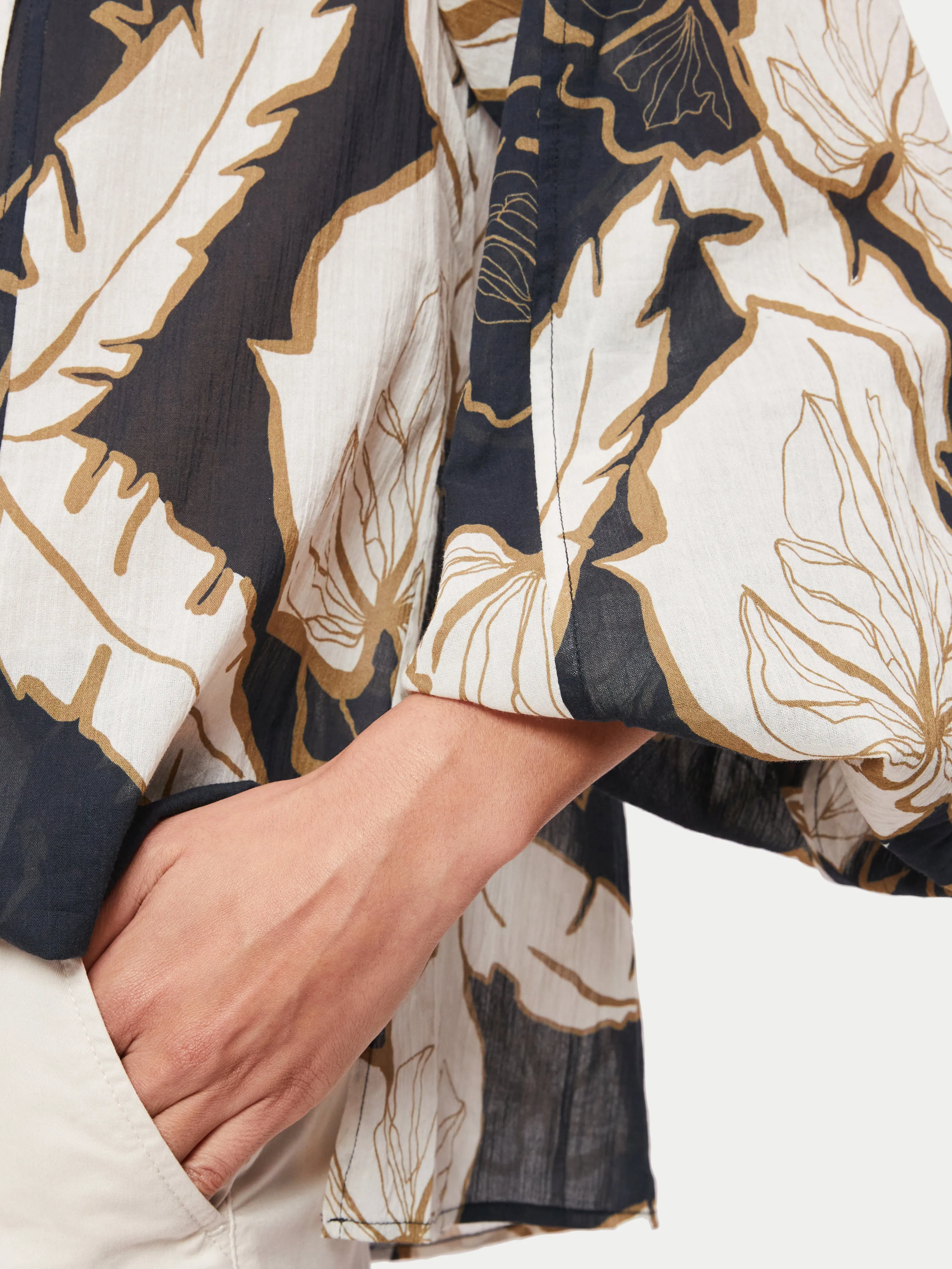 Palm Leaf Cotton Crinkle Top | Multi sold by Jigsaw product image thumbnail 4