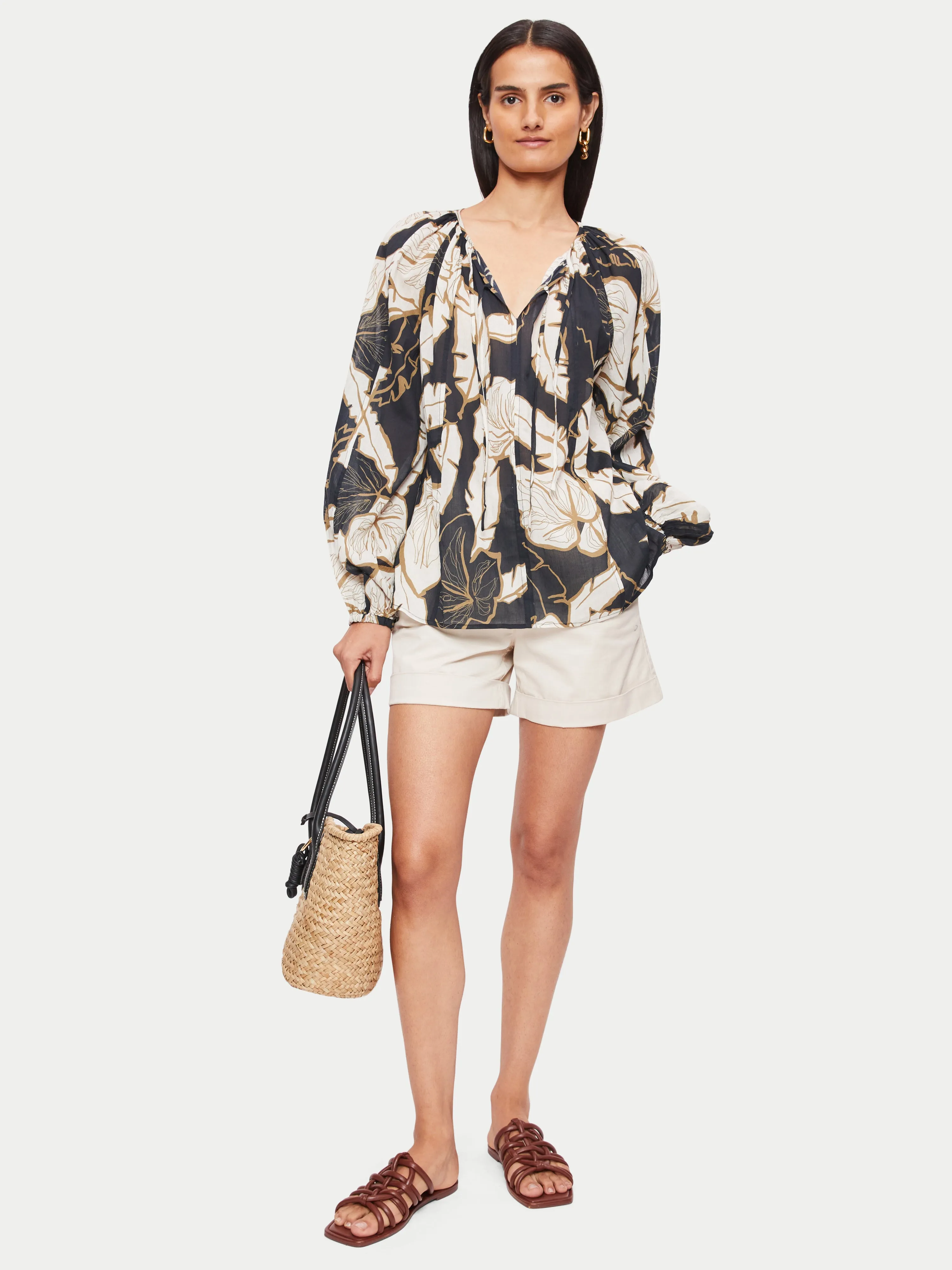 Palm Leaf Cotton Crinkle Top | Multi sold by Jigsaw product image thumbnail 2