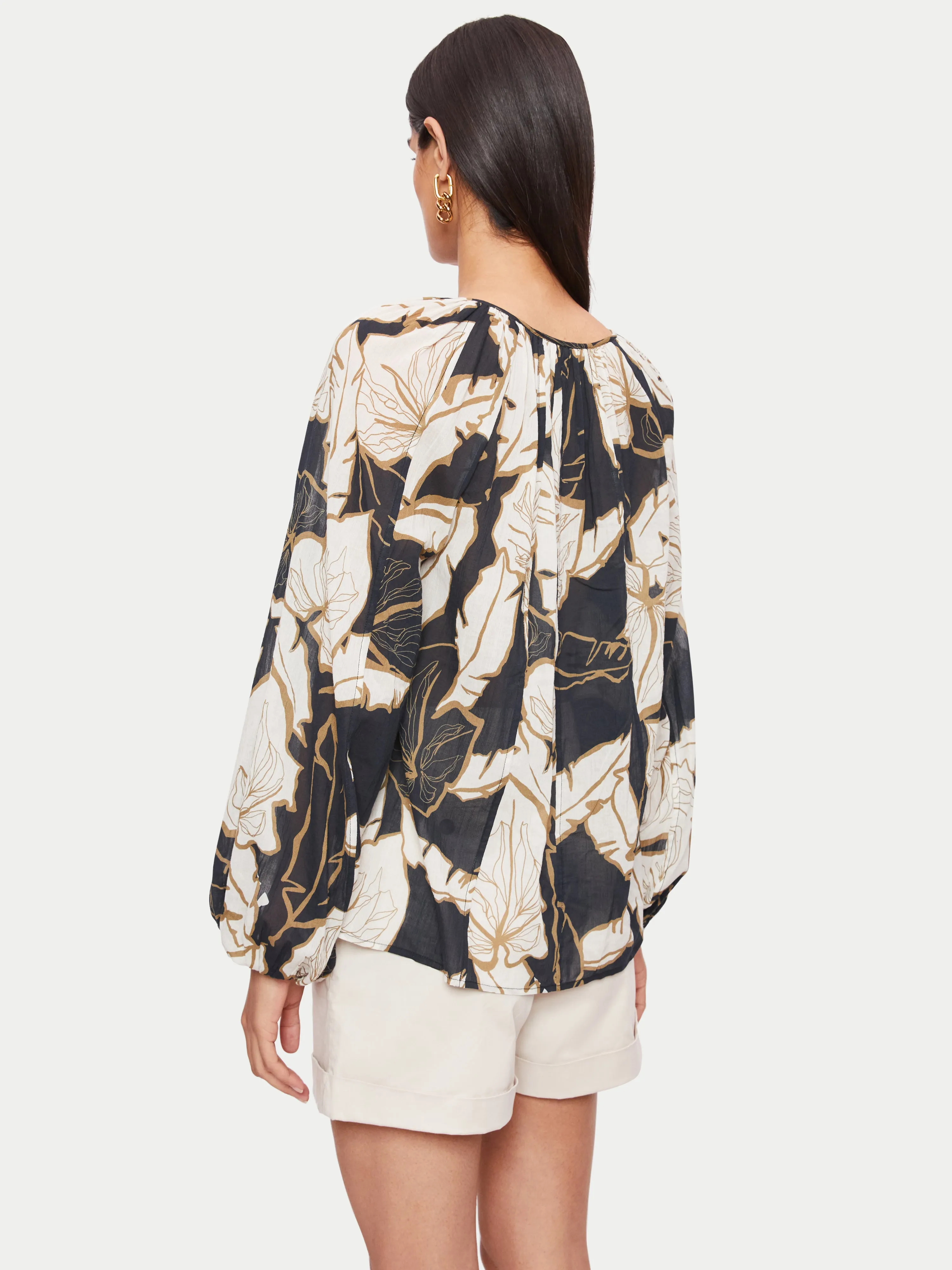 Palm Leaf Cotton Crinkle Top | Multi sold by Jigsaw product image thumbnail 5