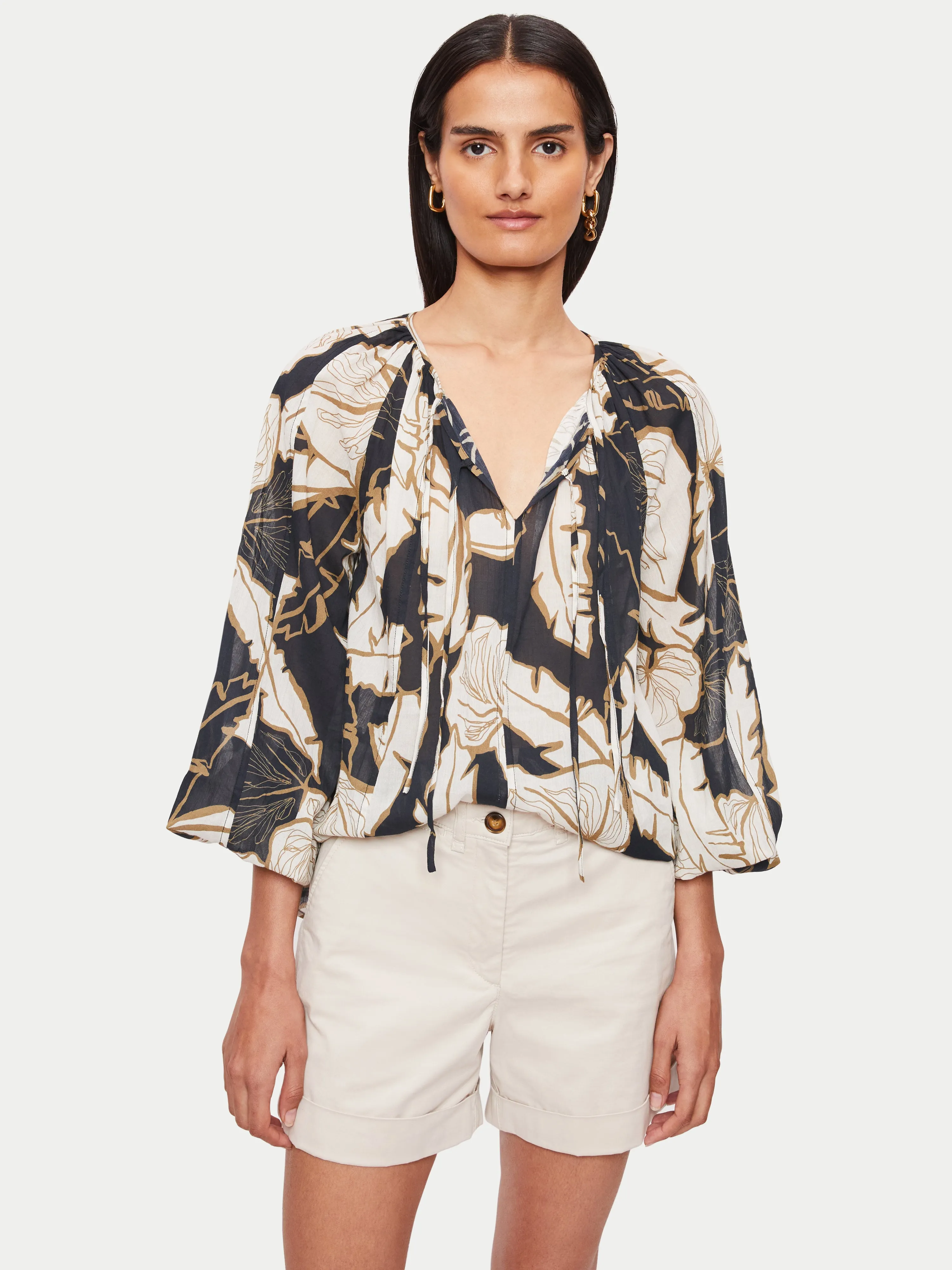 Palm Leaf Cotton Crinkle Top | Multi sold by Jigsaw