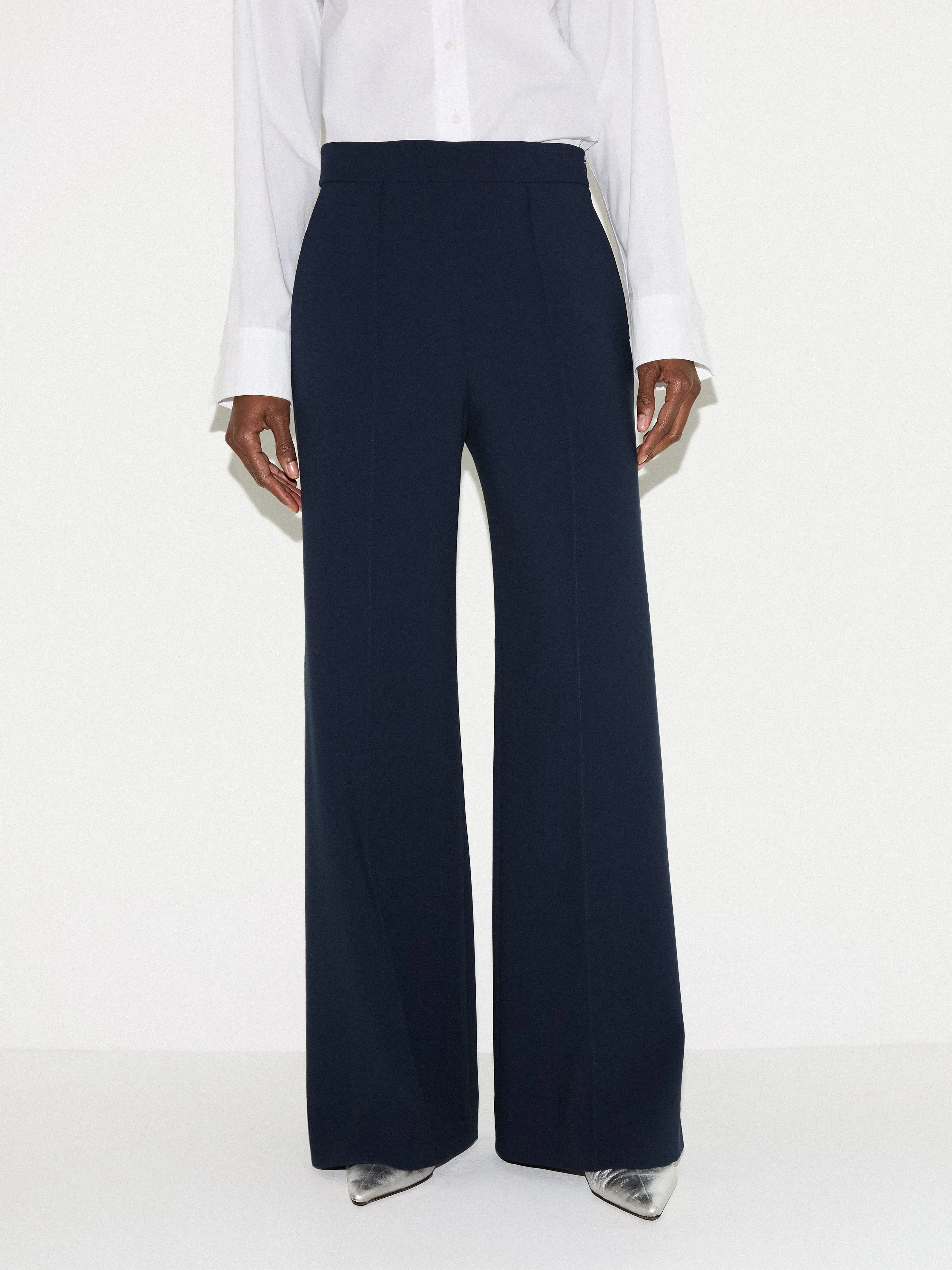 Modern Crepe Wide Leg Trouser | Navy sold by Jigsaw product image thumbnail 2