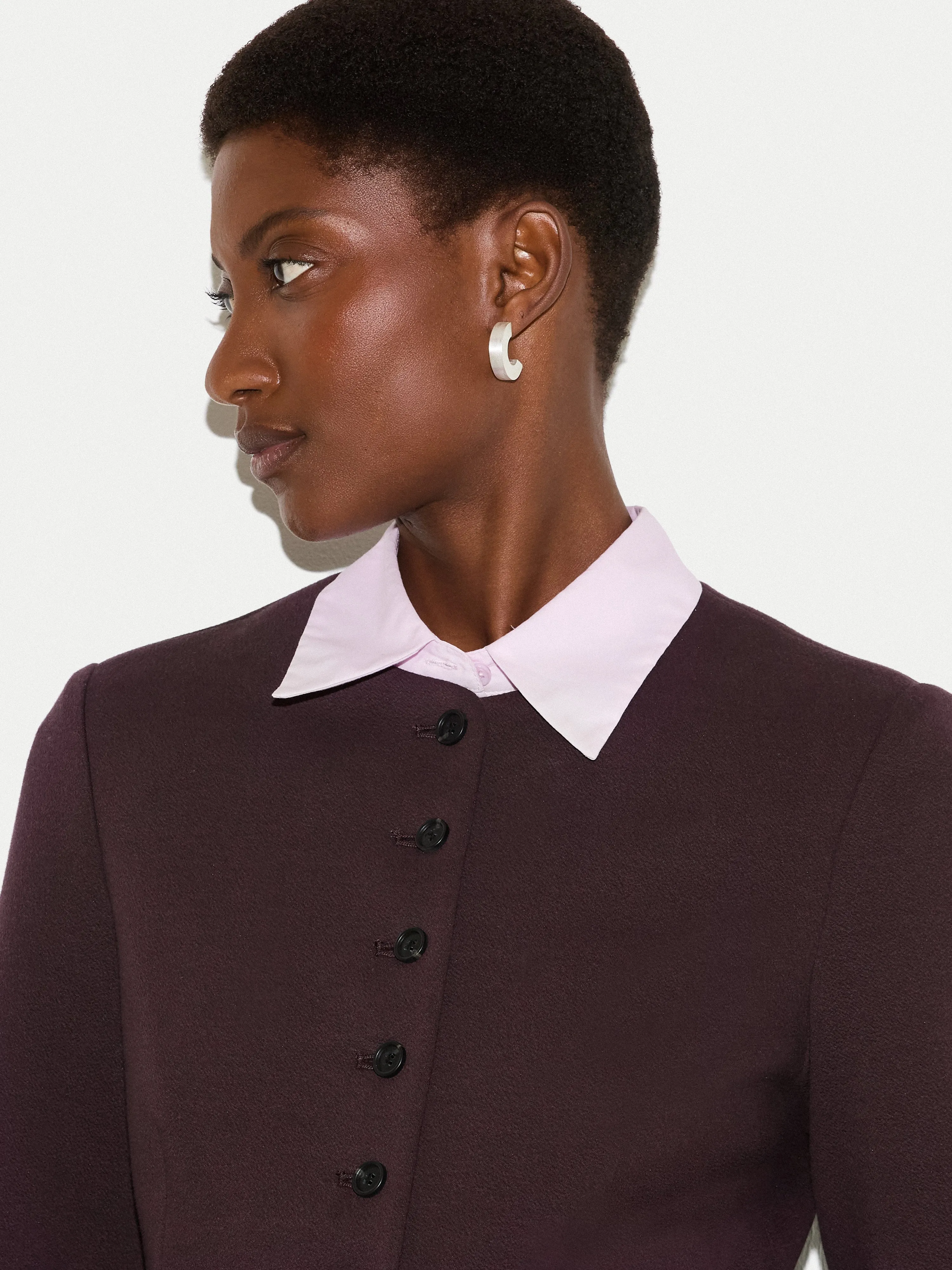 Crepe Jersey Button Jacket | Burgundy sold by Jigsaw product image thumbnail 2