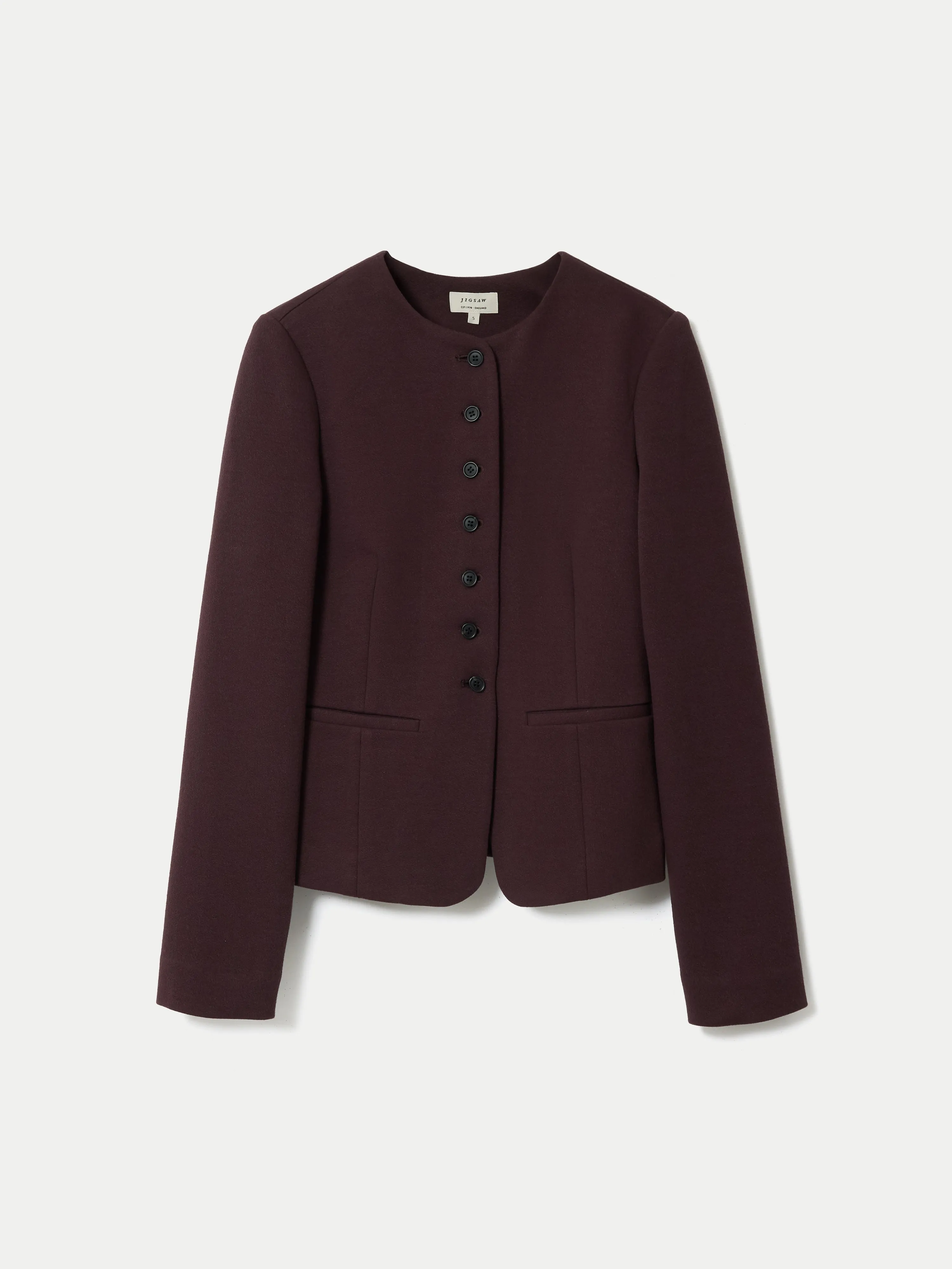Crepe Jersey Button Jacket | Burgundy sold by Jigsaw product image thumbnail 5