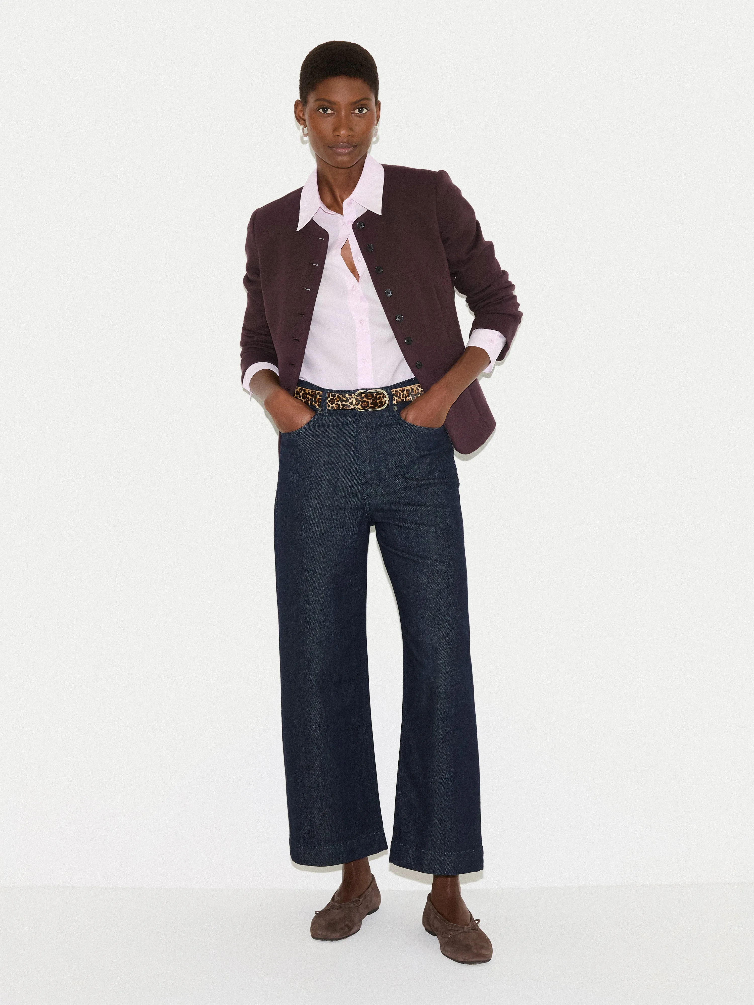 Crepe Jersey Button Jacket | Burgundy sold by Jigsaw product image thumbnail 3