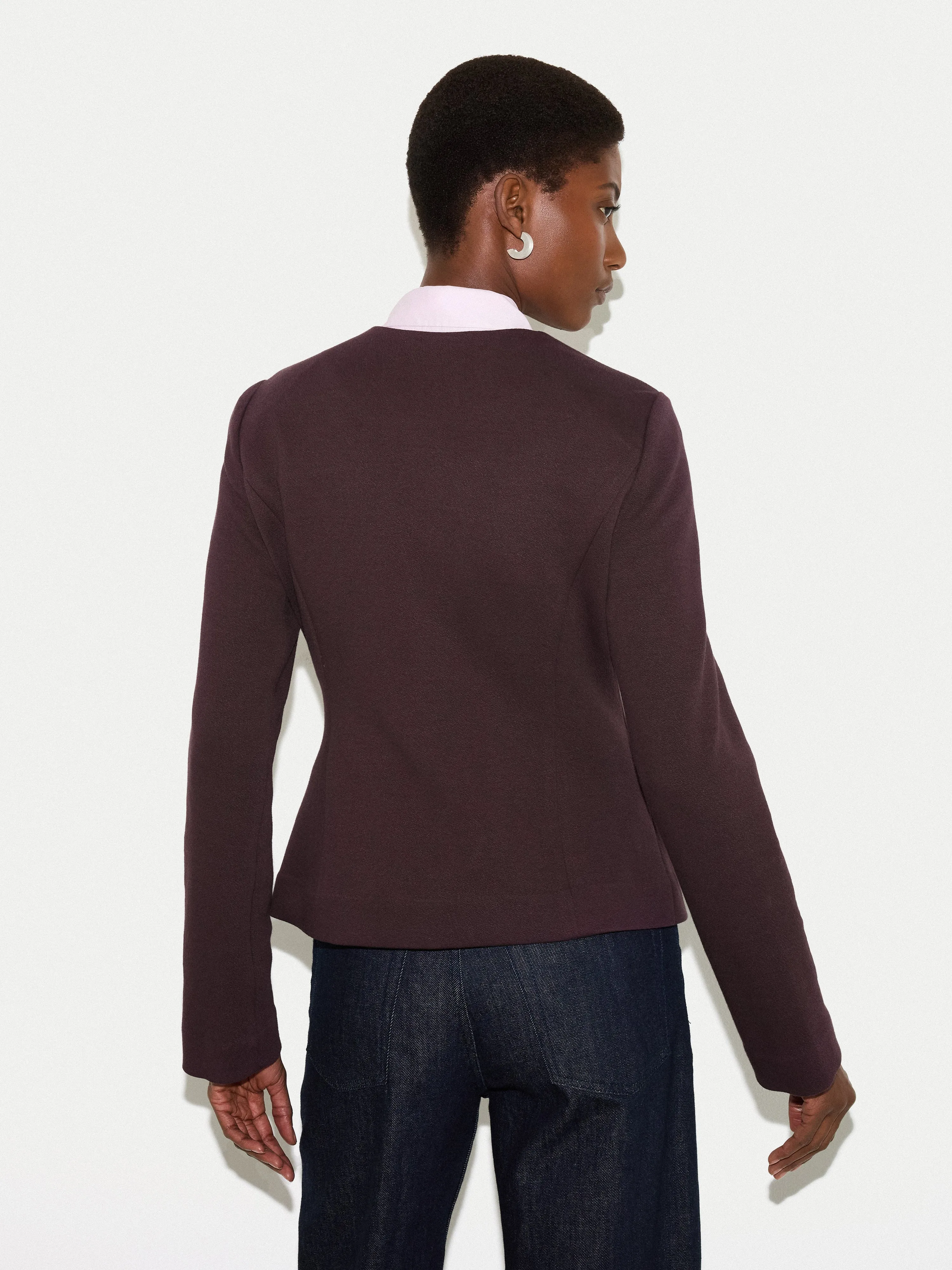 Crepe Jersey Button Jacket | Burgundy sold by Jigsaw product image thumbnail 4