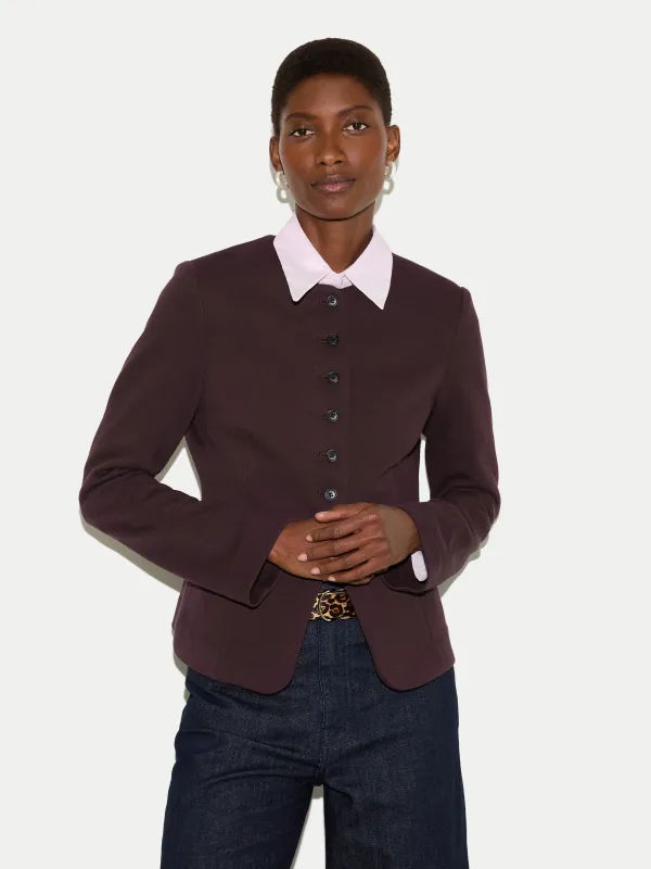 Crepe Jersey Button Jacket | Burgundy sold by Jigsaw