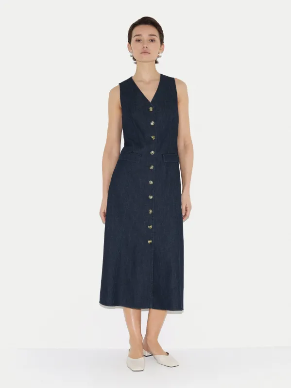 Chambray Waistcoat Dress | Blue made by Jigsaw