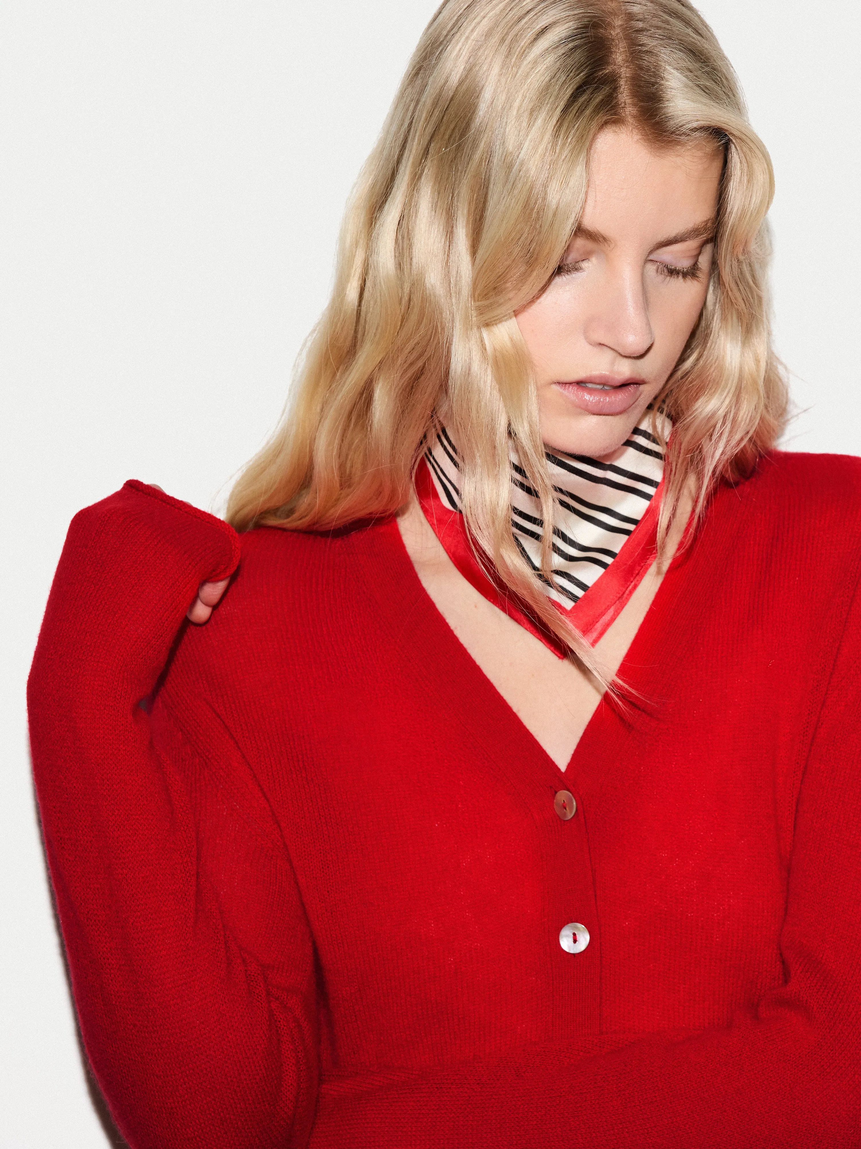 Merino Cashmere V Neck Cardigan | Red sold by Jigsaw product image thumbnail 3