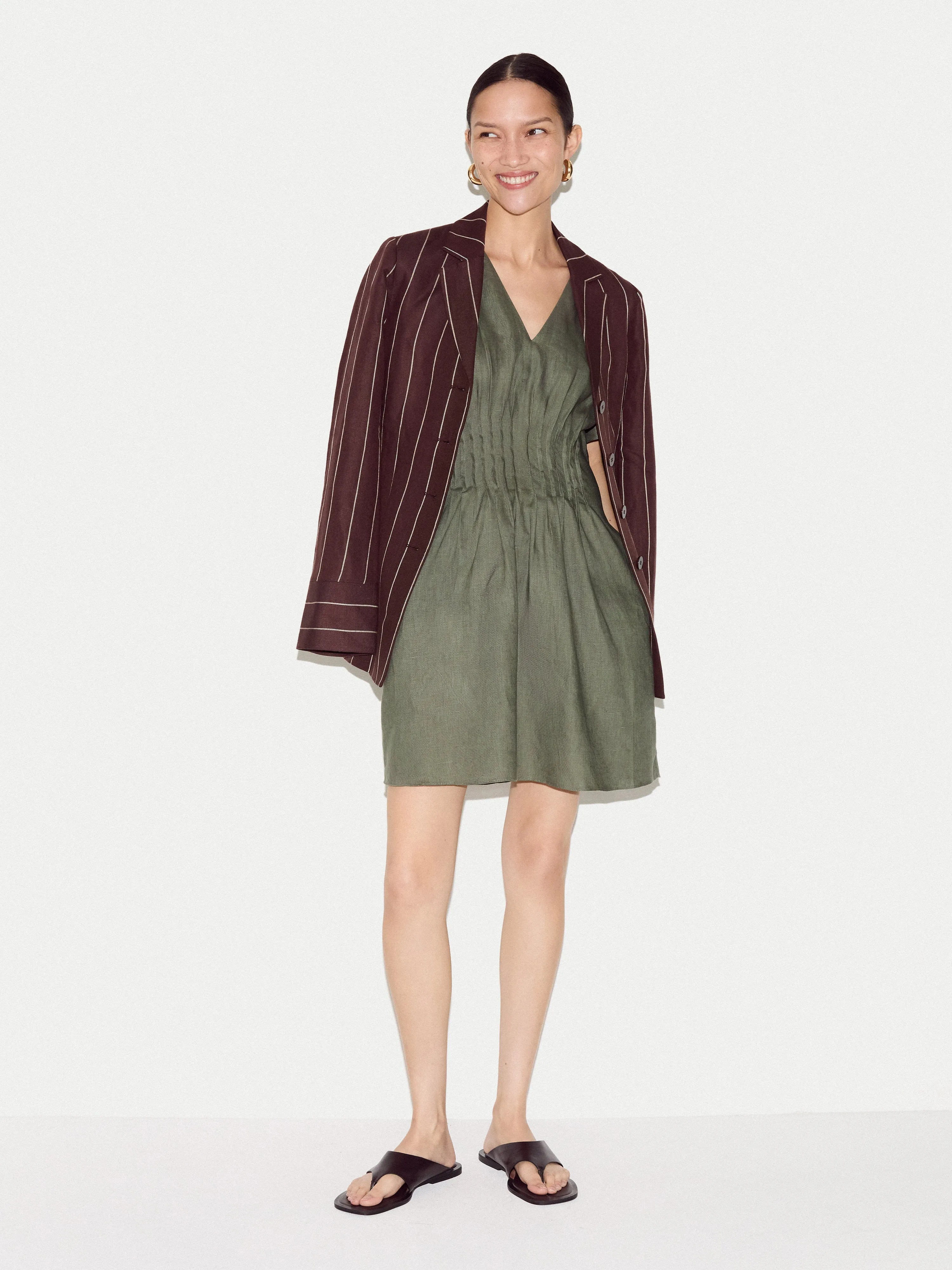 Pintuck Linen Dress | Khaki sold by Jigsaw product image thumbnail 2