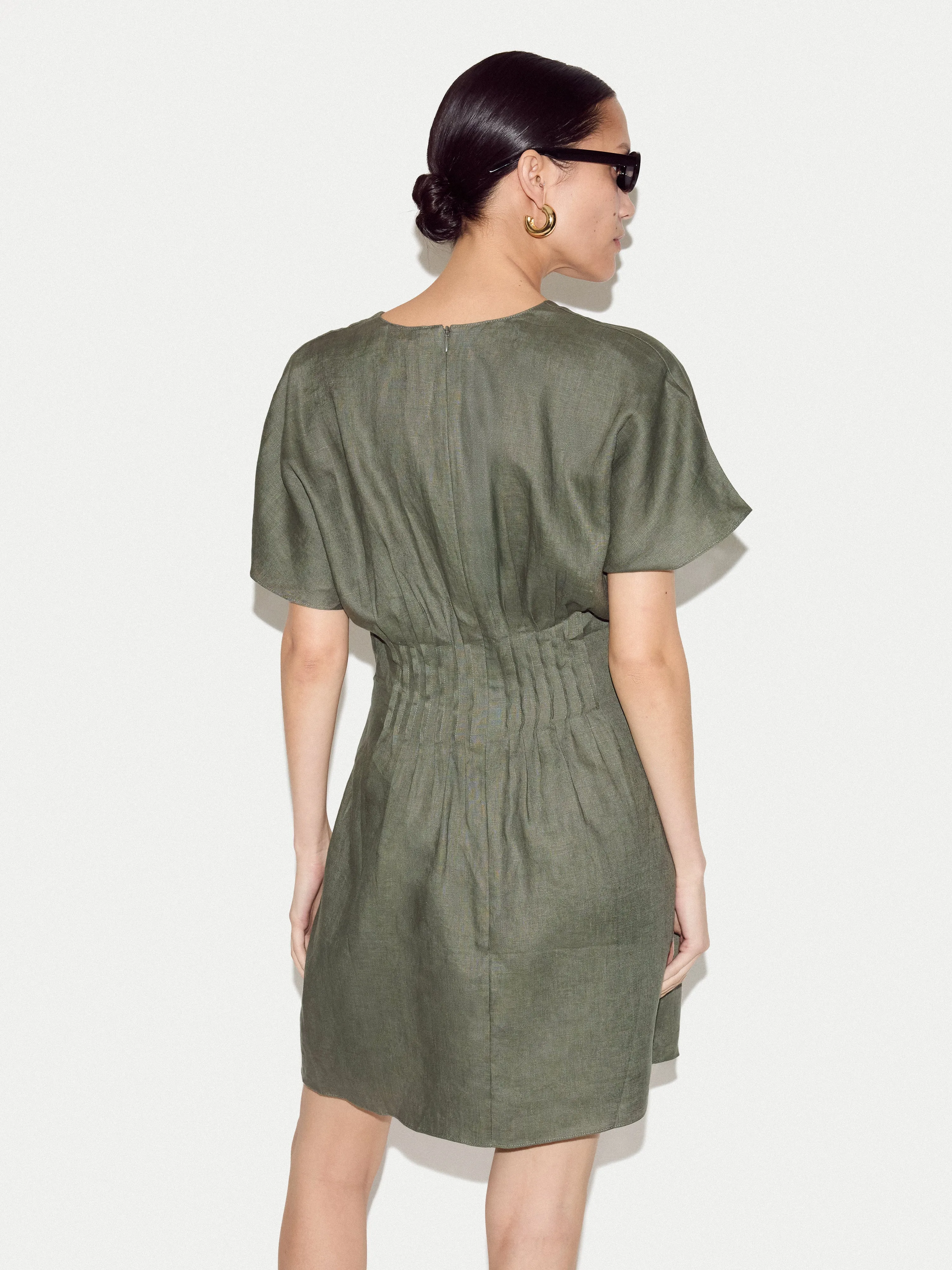 Pintuck Linen Dress | Khaki sold by Jigsaw product image thumbnail 4