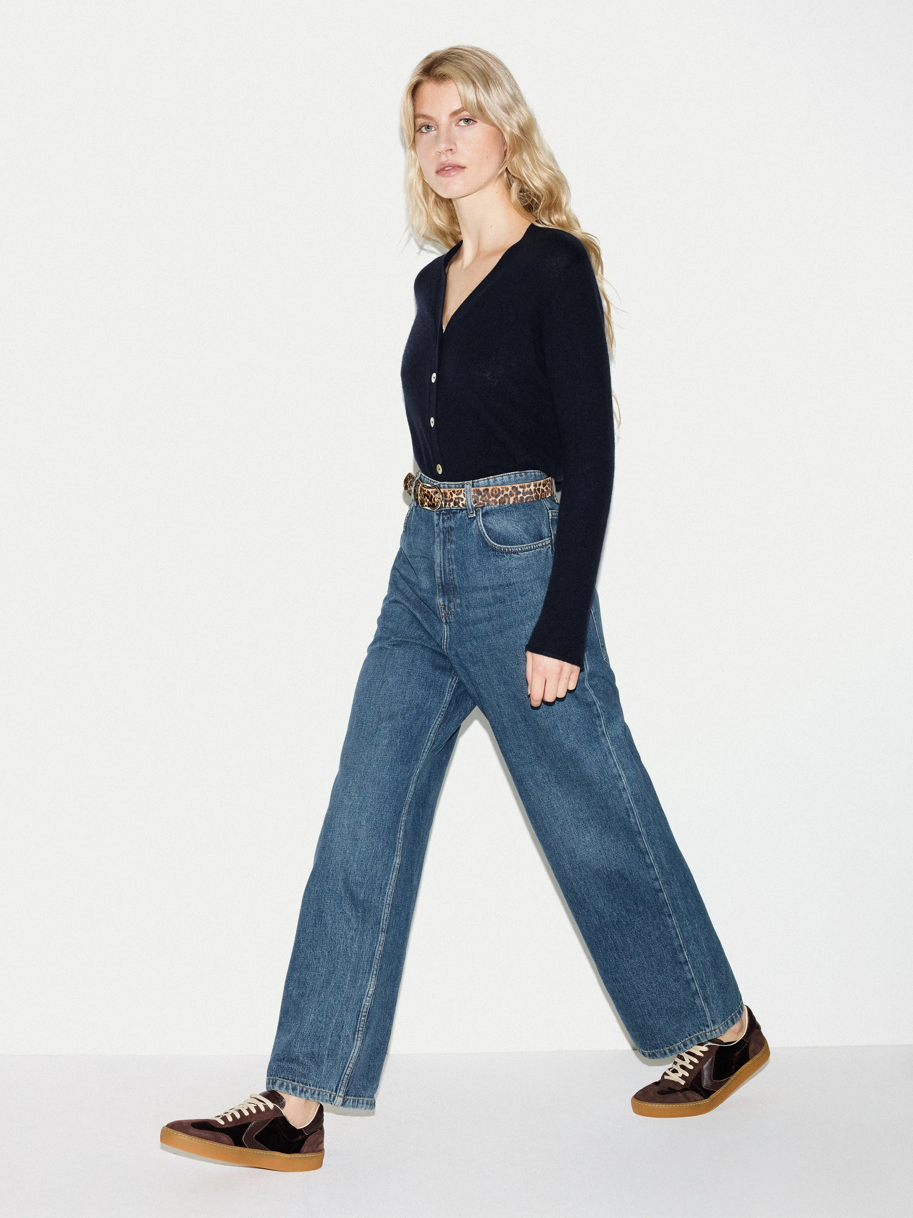 Merino Cashmere V Neck Cardigan | Navy sold by Jigsaw product image thumbnail 3