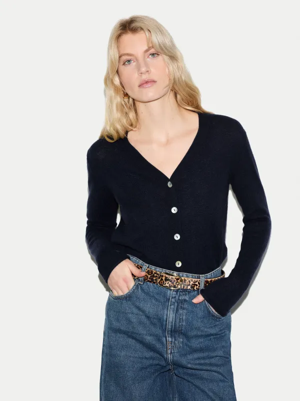 Merino Cashmere V Neck Cardigan | Navy sold by Jigsaw