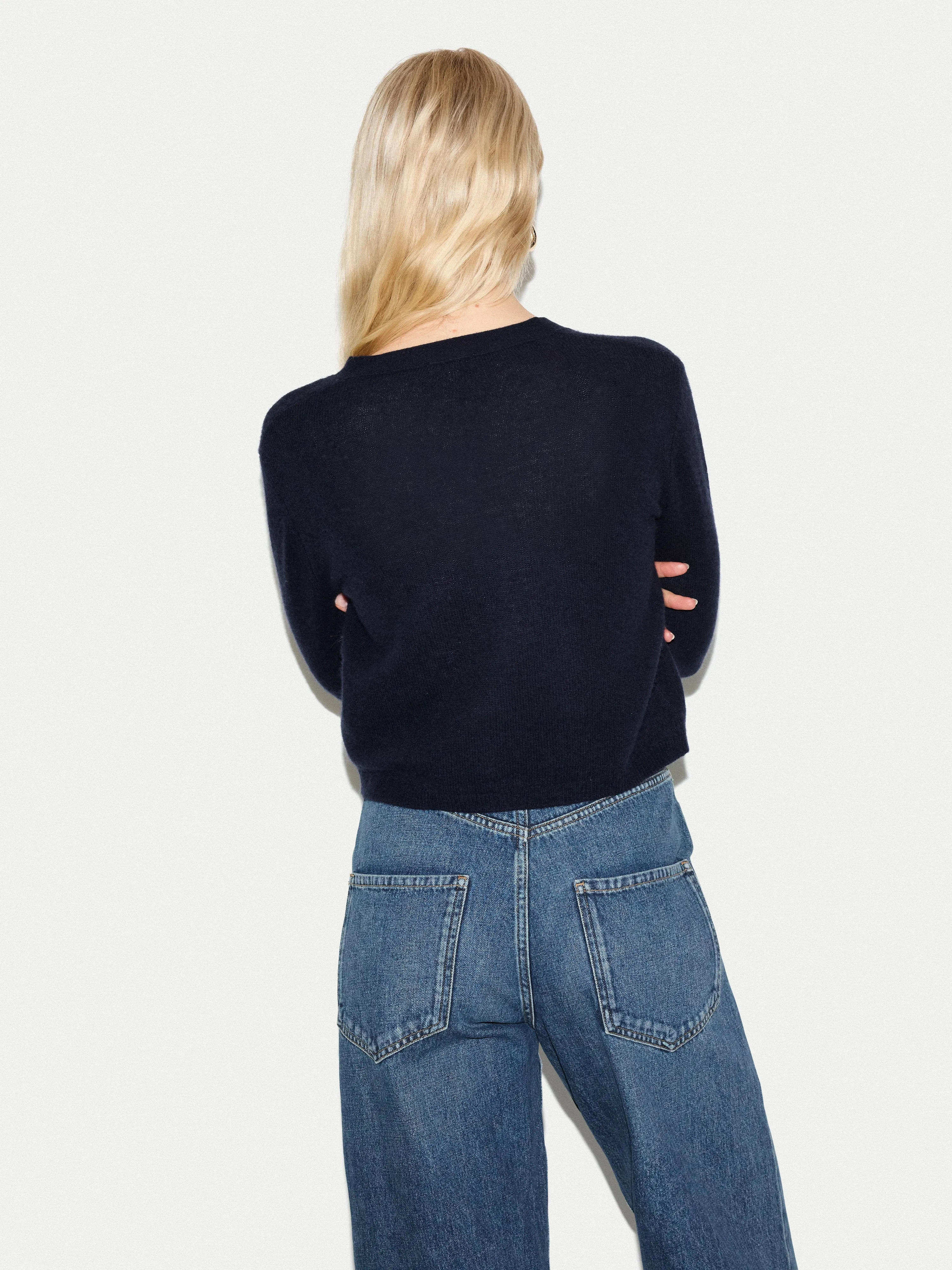 Merino Cashmere V Neck Cardigan | Navy sold by Jigsaw product image thumbnail 5