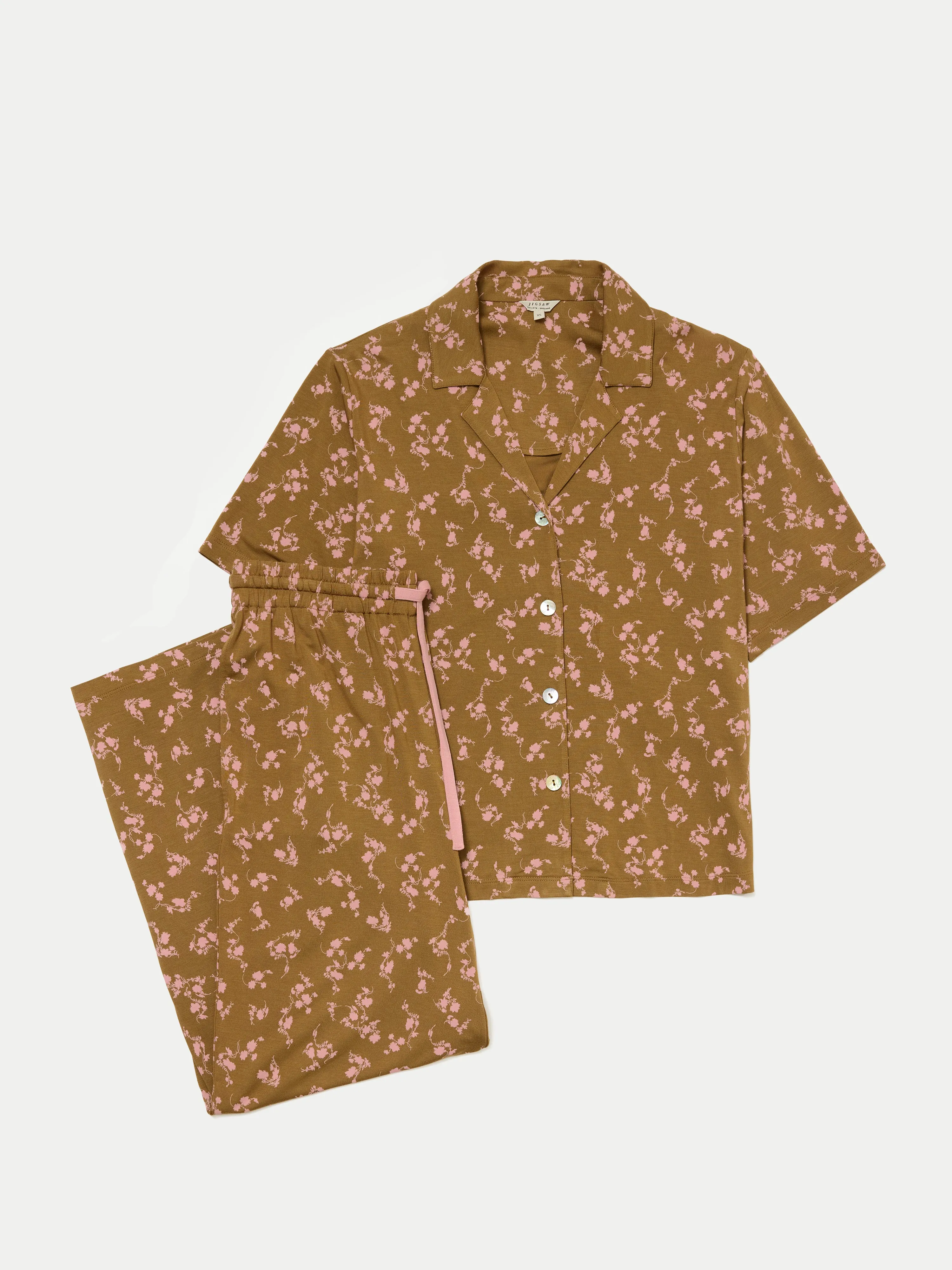 Swirl Posy Cropped Pyjama | BROWN sold by Jigsaw product image thumbnail 5