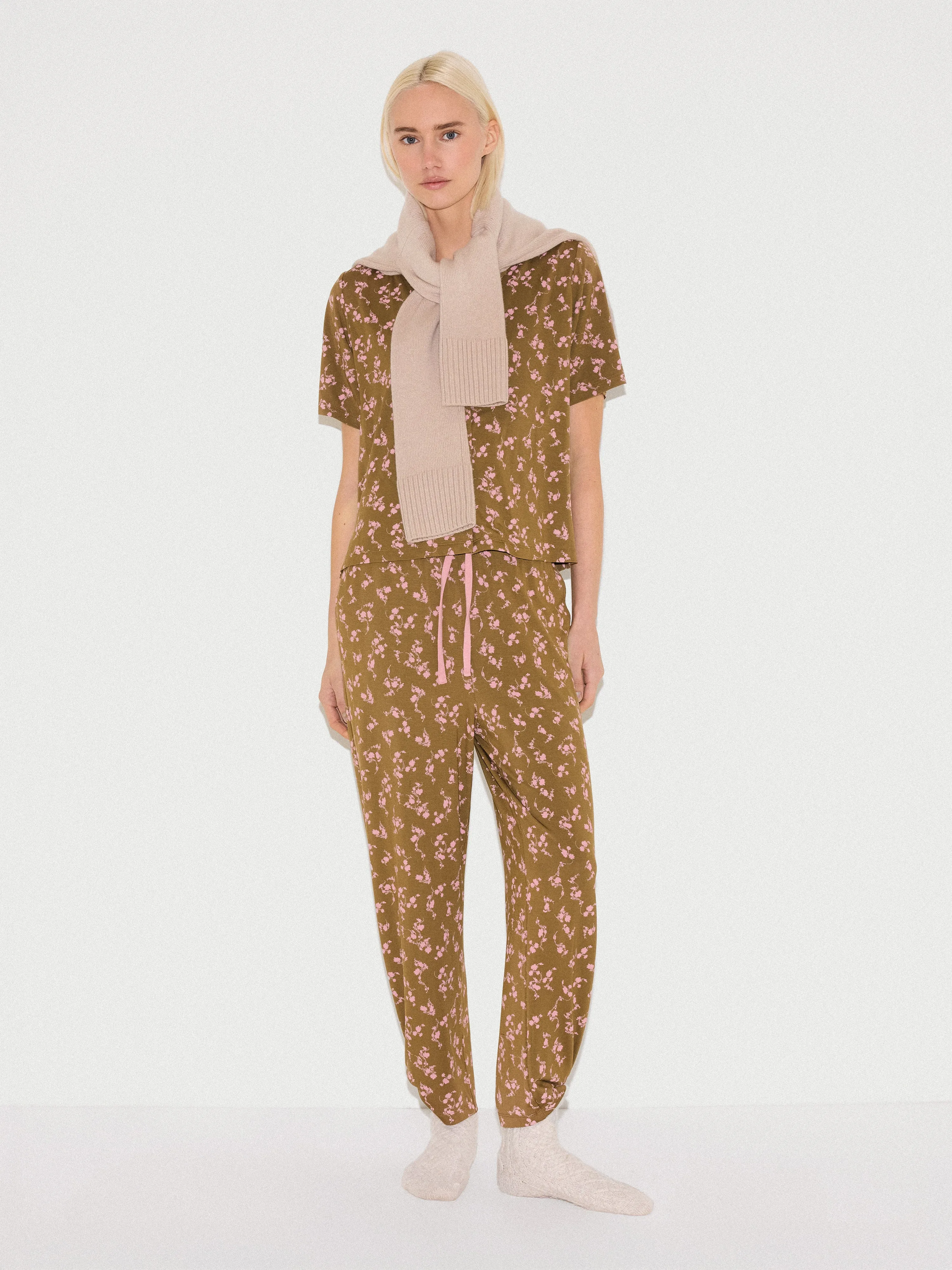 Swirl Posy Cropped Pyjama | BROWN sold by Jigsaw product image thumbnail 2