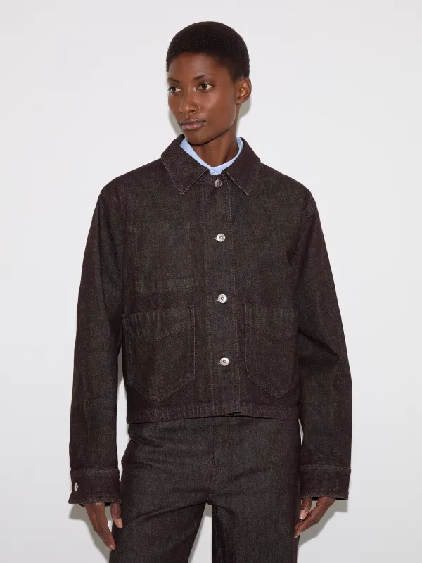 Isla Denim Cropped Jacket | Burgundy sold by Jigsaw