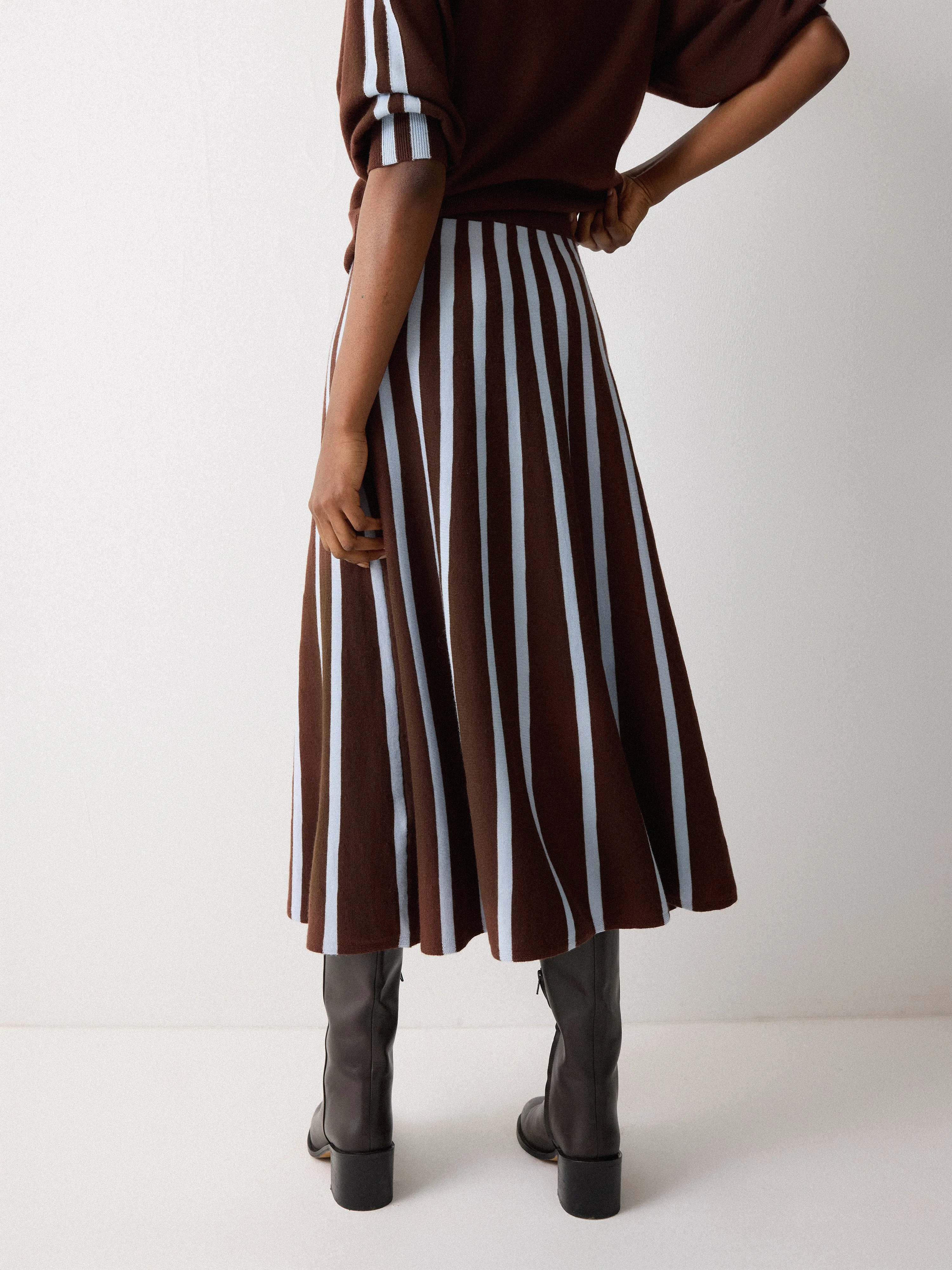 Merino Stripe Flare Skirt | Brown sold by Jigsaw product image thumbnail 5