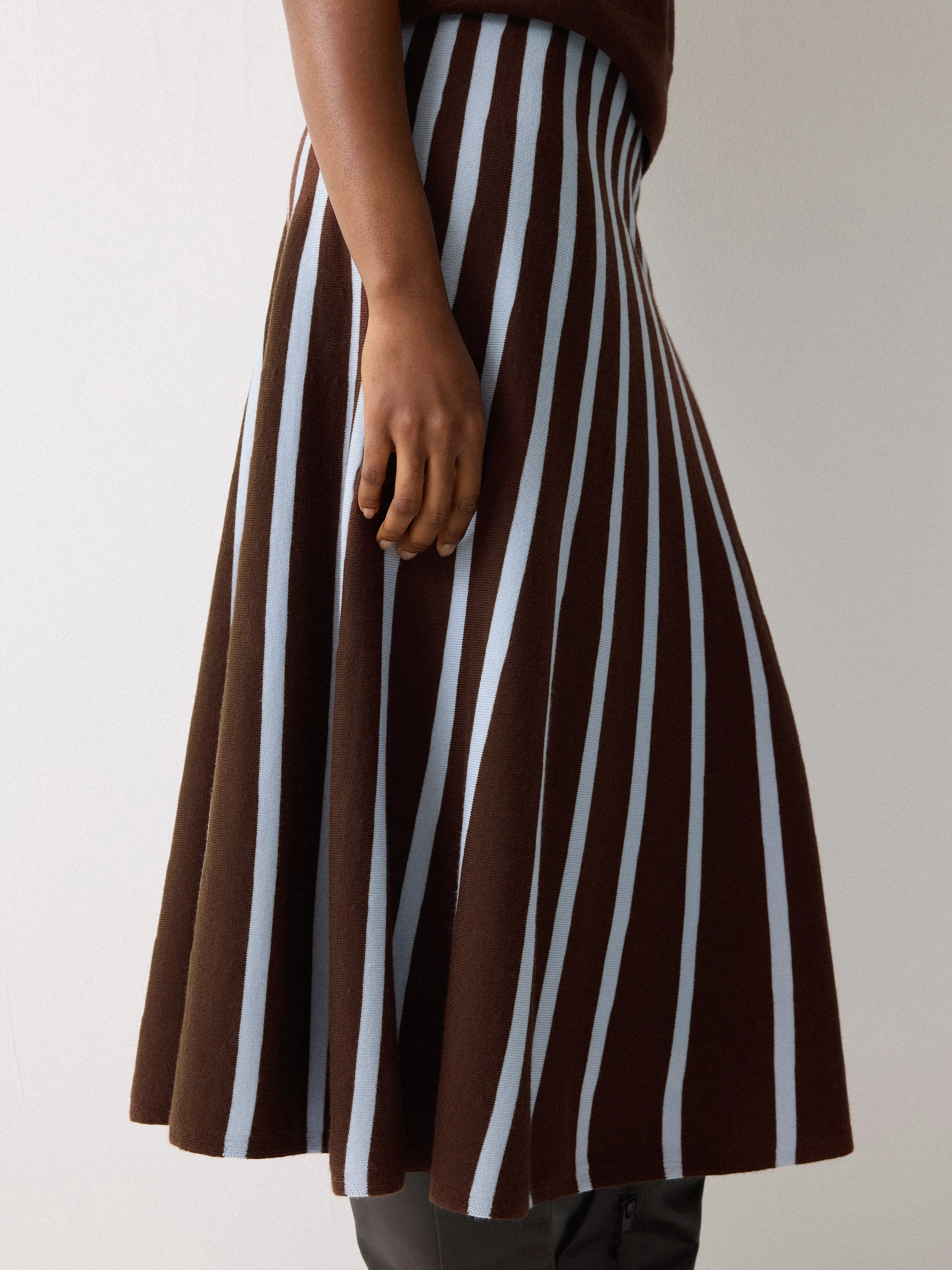 Merino Stripe Flare Skirt | Brown sold by Jigsaw product image thumbnail 3