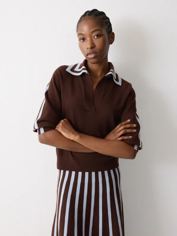 Merino Marine Collar Jumper | Brown made by Jigsaw