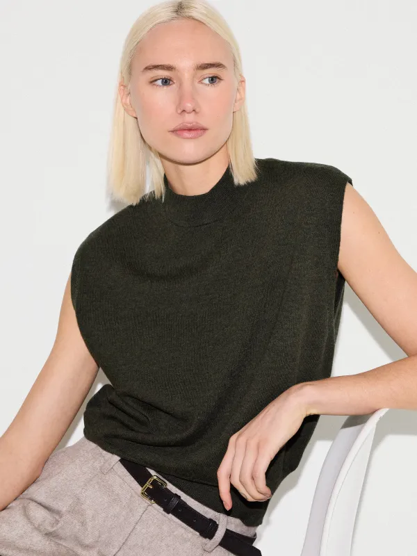 Merino Cocoon Tank | Khaki sold by Jigsaw