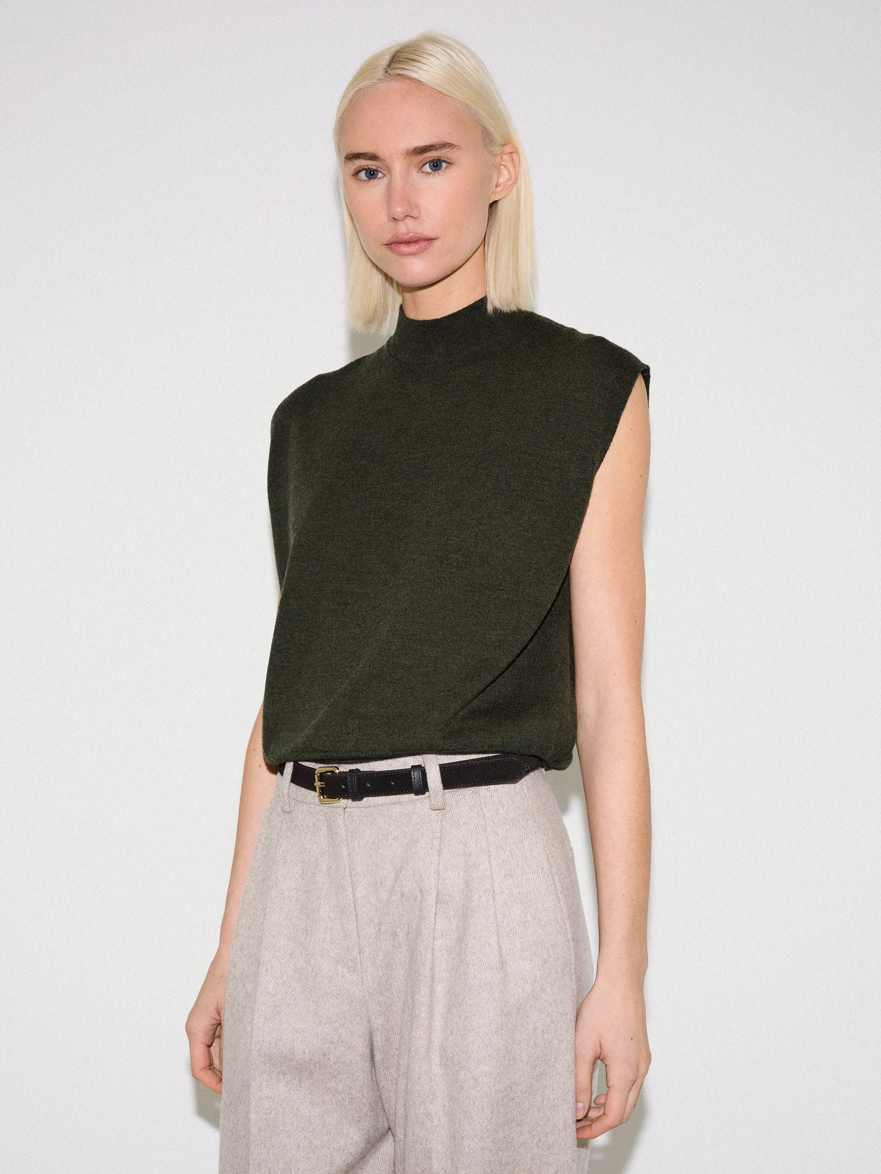 Merino Cocoon Tank | Khaki sold by Jigsaw product image thumbnail 3